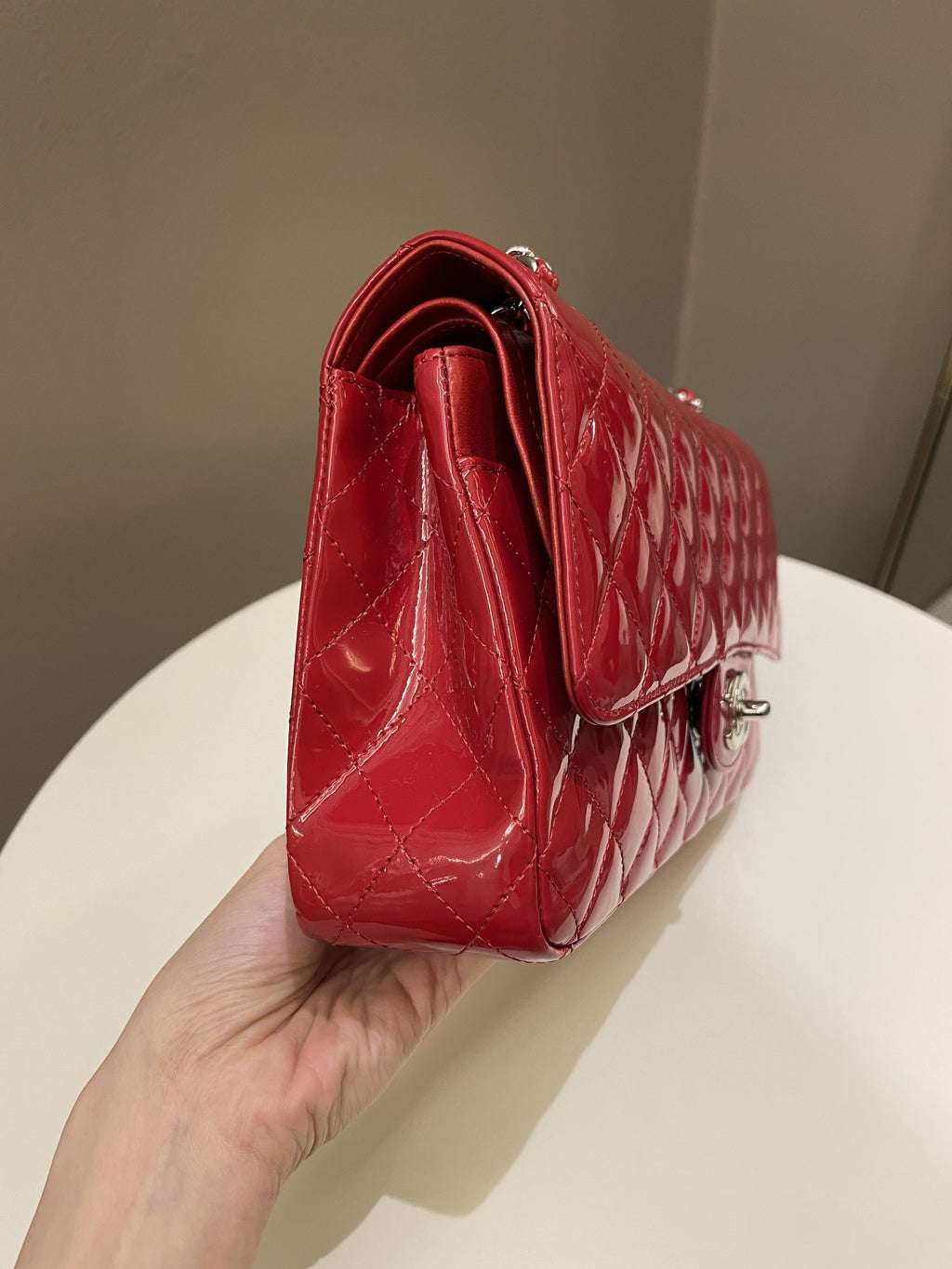 Chanel Classic Quilted Medium Double Flap Red Patent