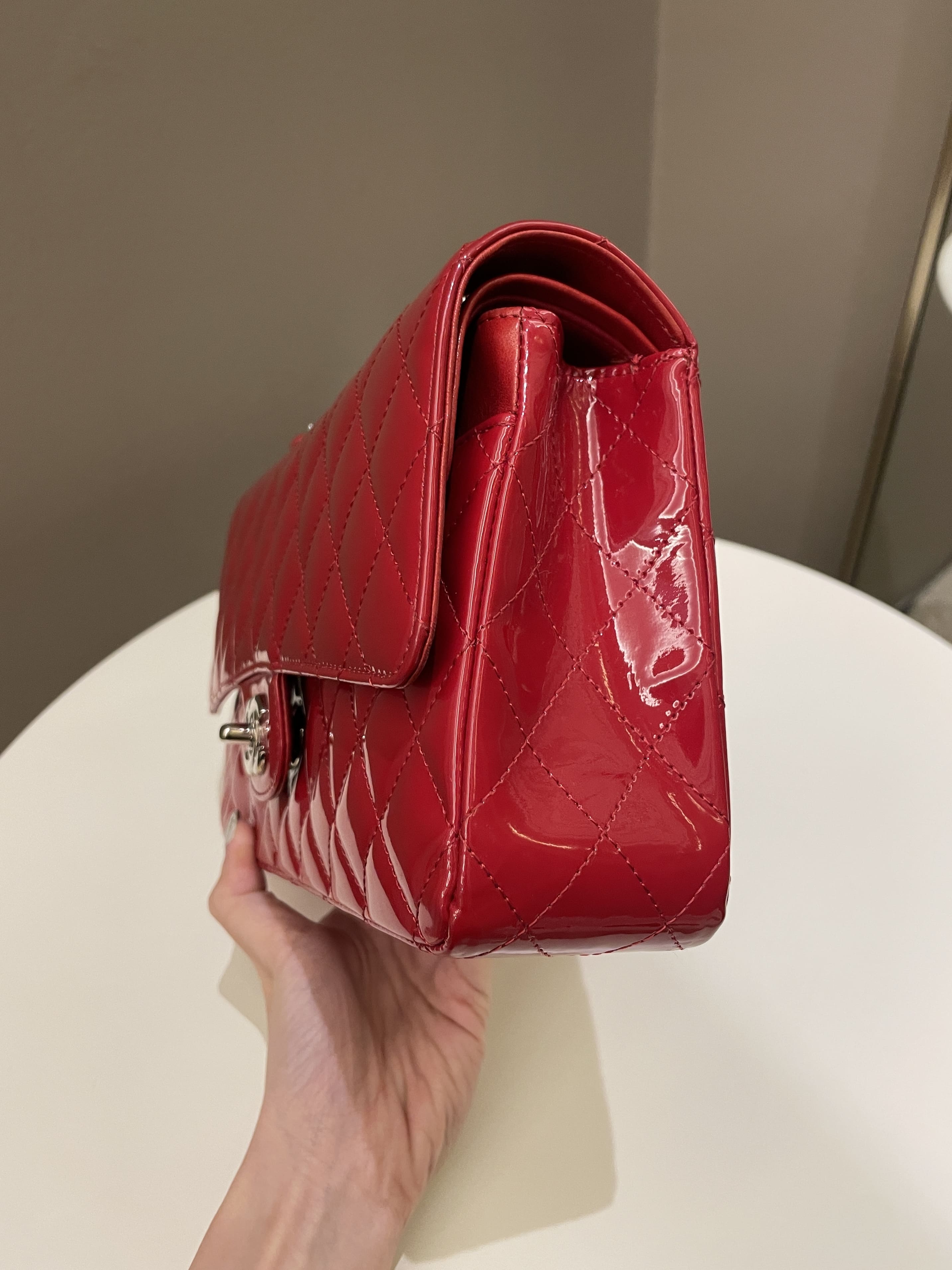 Chanel Classic Quilted Medium Double Flap Red Patent