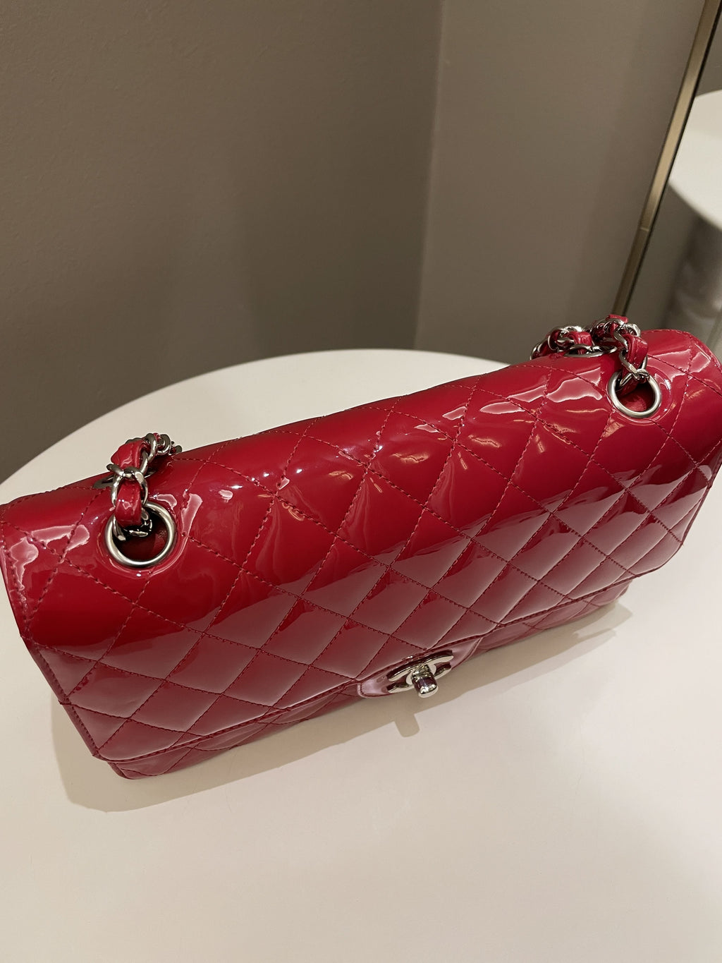Chanel Classic Quilted Medium Double Flap Red Patent
