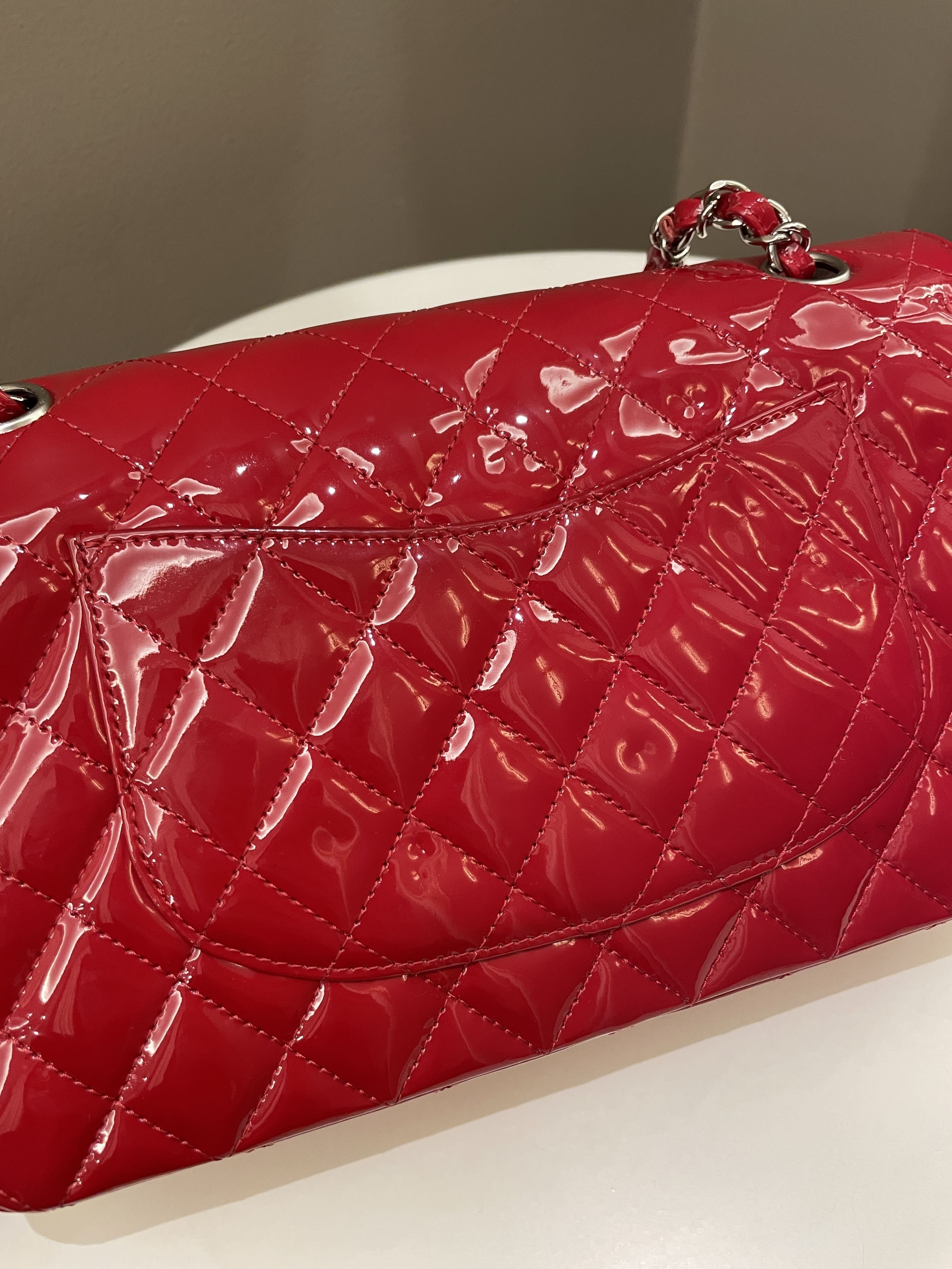 Chanel Classic Quilted Medium Double Flap Red Patent