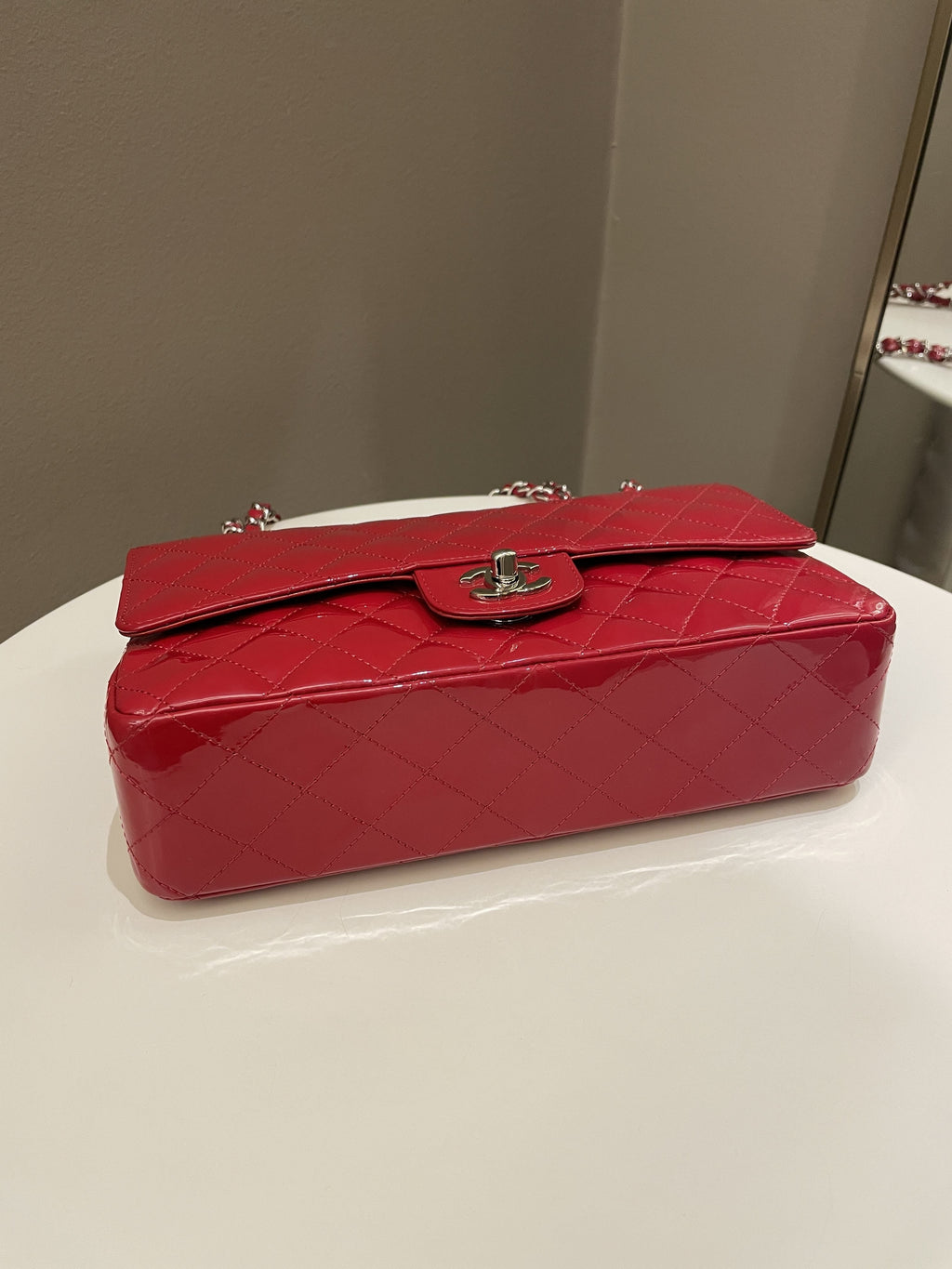 Chanel Classic Quilted Medium Double Flap Red Patent