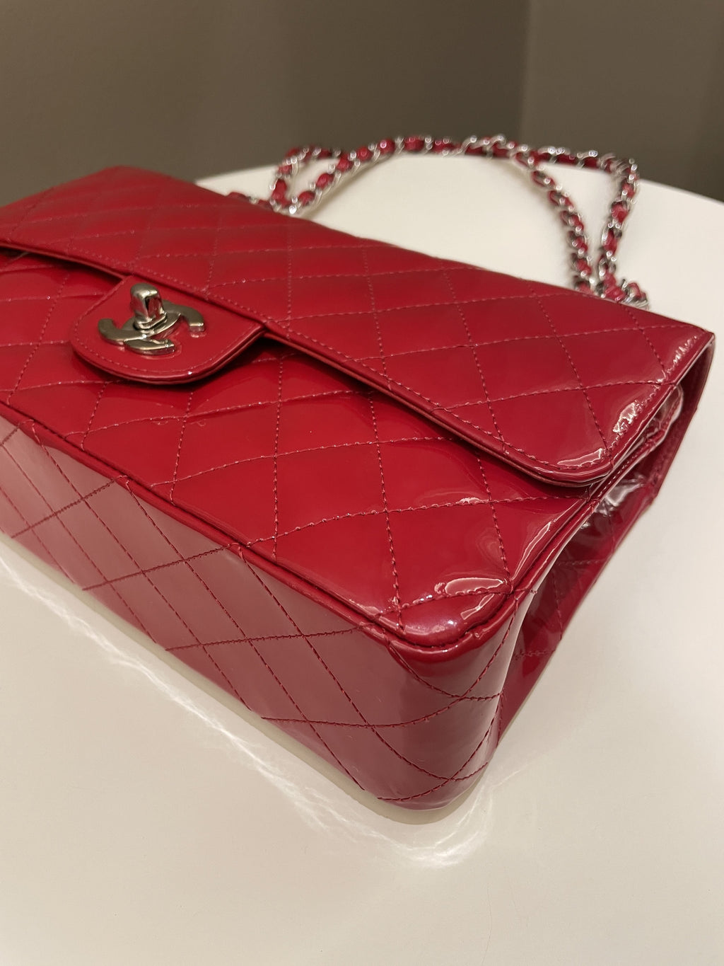 Chanel Classic Quilted Medium Double Flap Red Patent