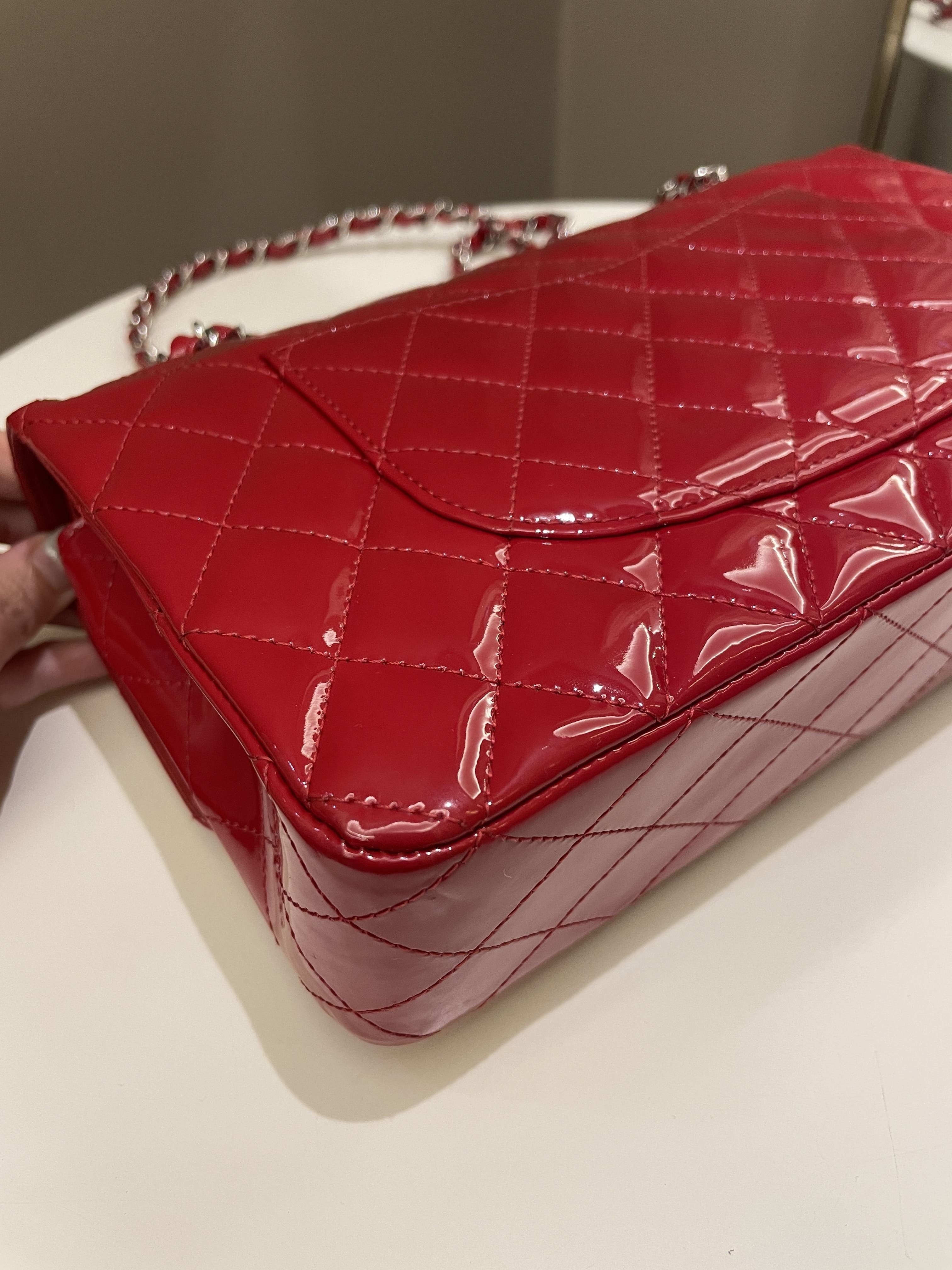 Chanel Classic Quilted Medium Double Flap Red Patent