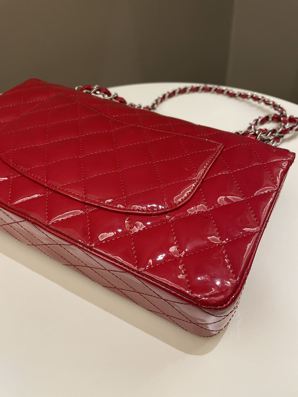 Chanel Classic Quilted Medium Double Flap Red Patent