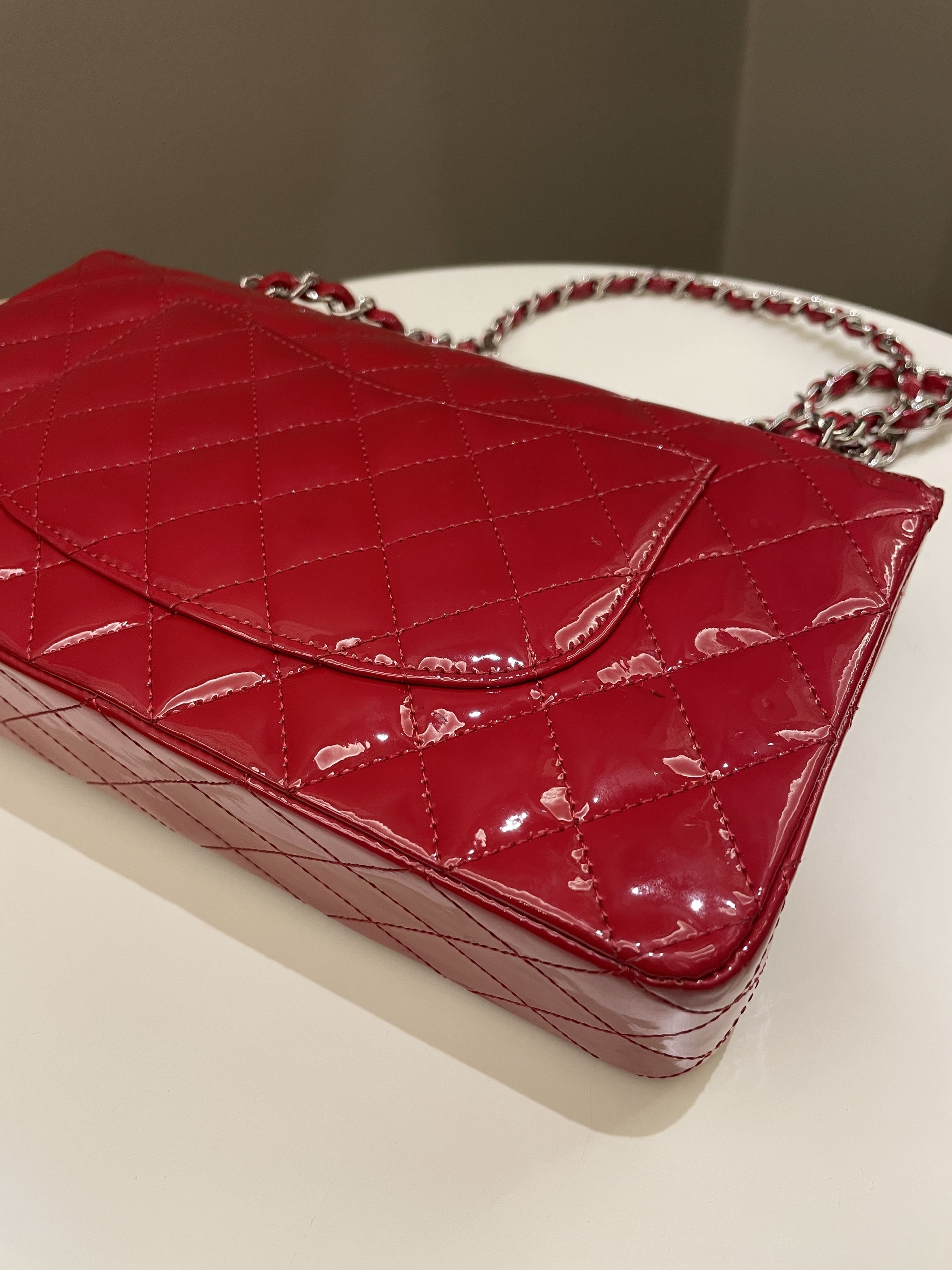 Chanel Classic Quilted Medium Double Flap Red Patent