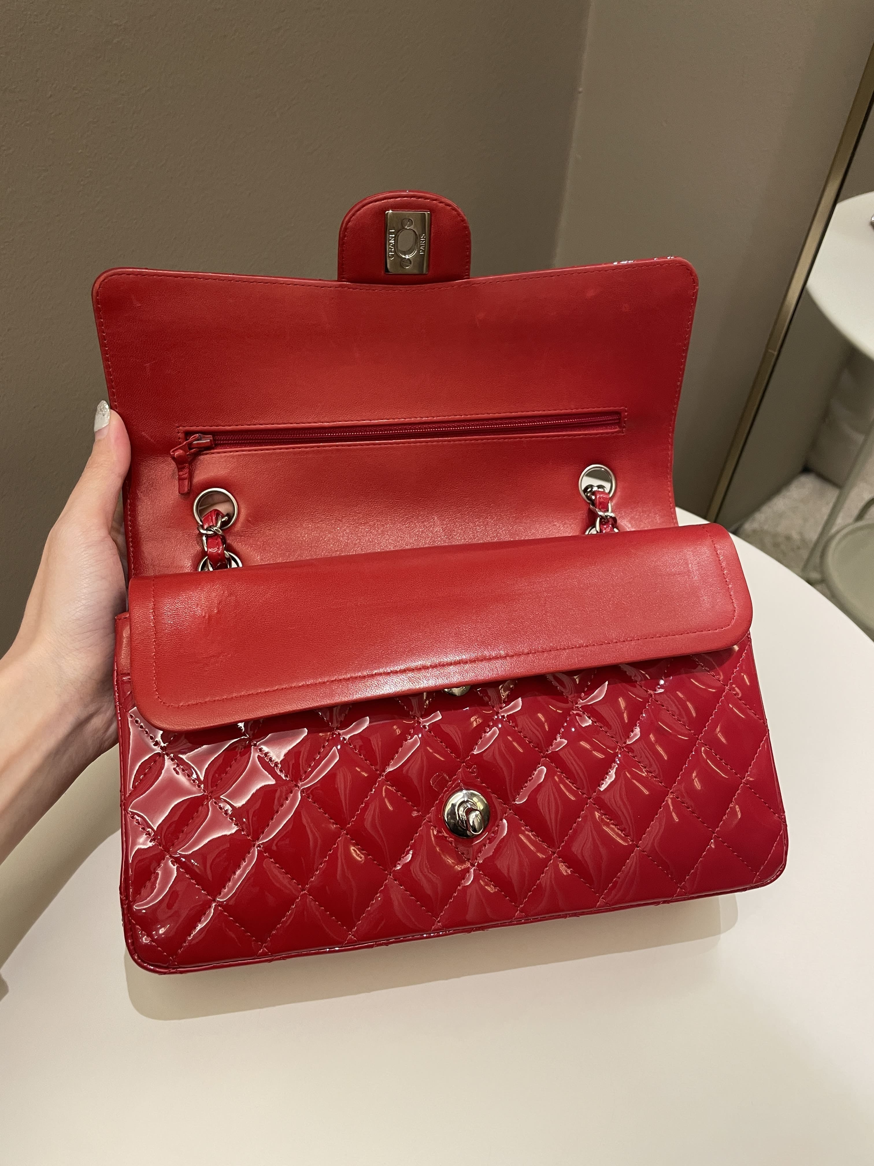 Chanel Classic Quilted Medium Double Flap Red Patent