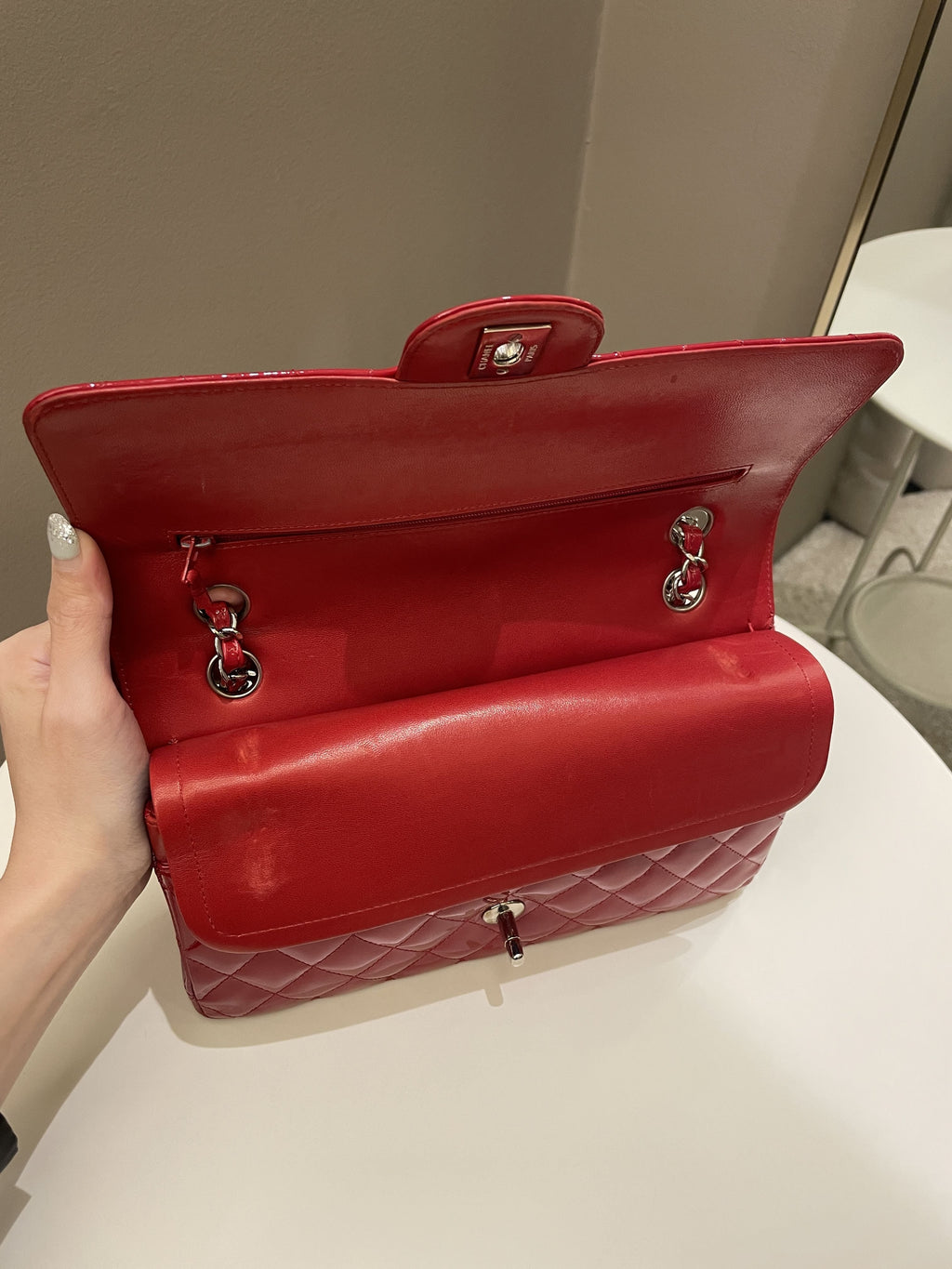 Chanel Classic Quilted Medium Double Flap Red Patent