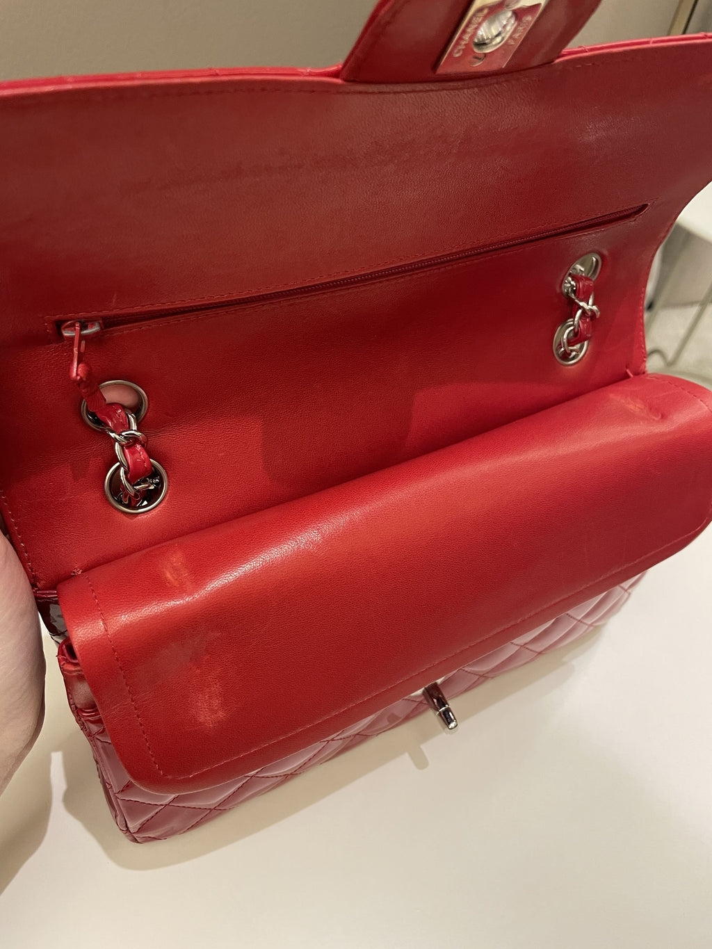 Chanel Classic Quilted Medium Double Flap Red Patent