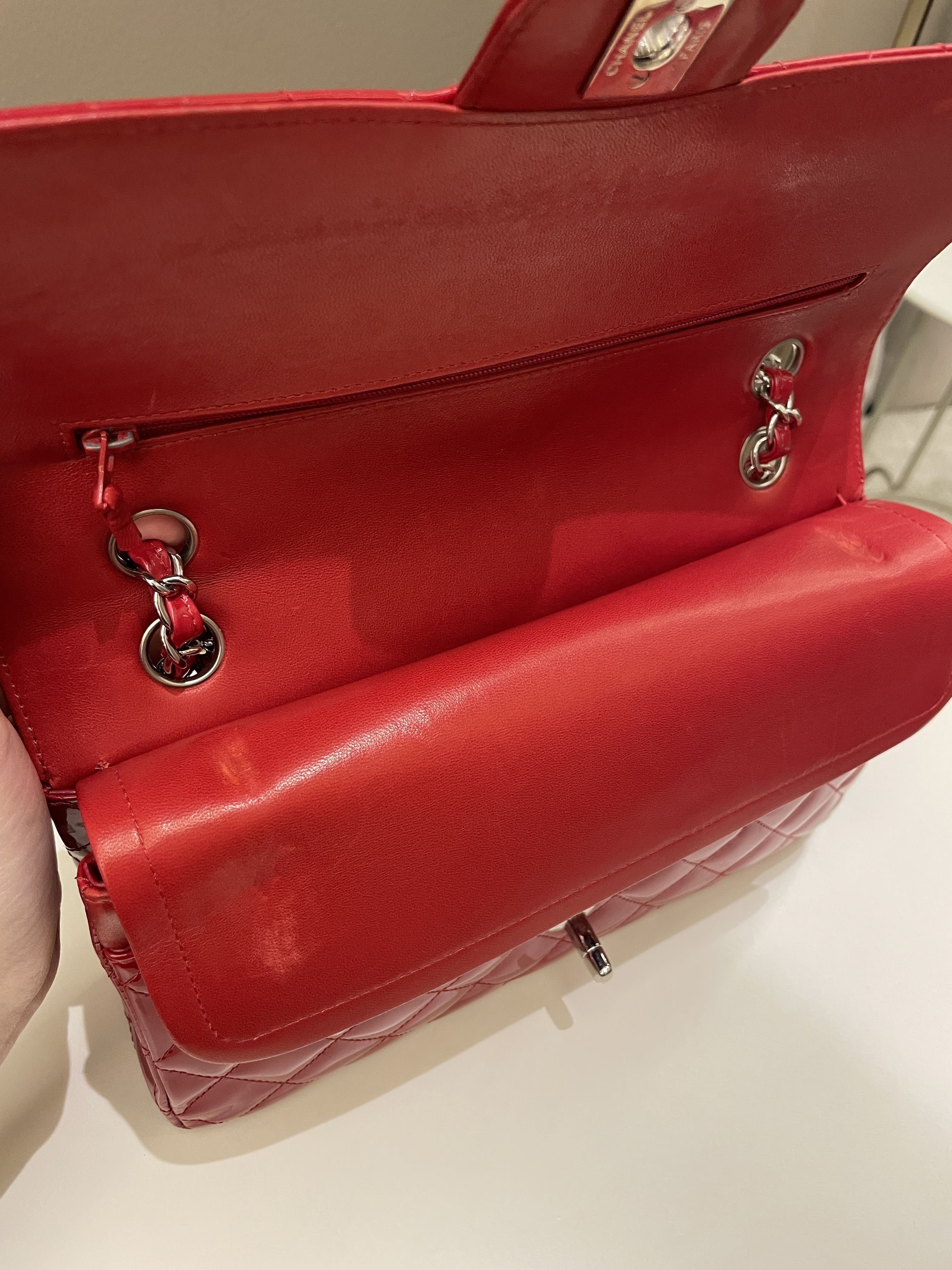 Chanel Classic Quilted Medium Double Flap Red Patent
