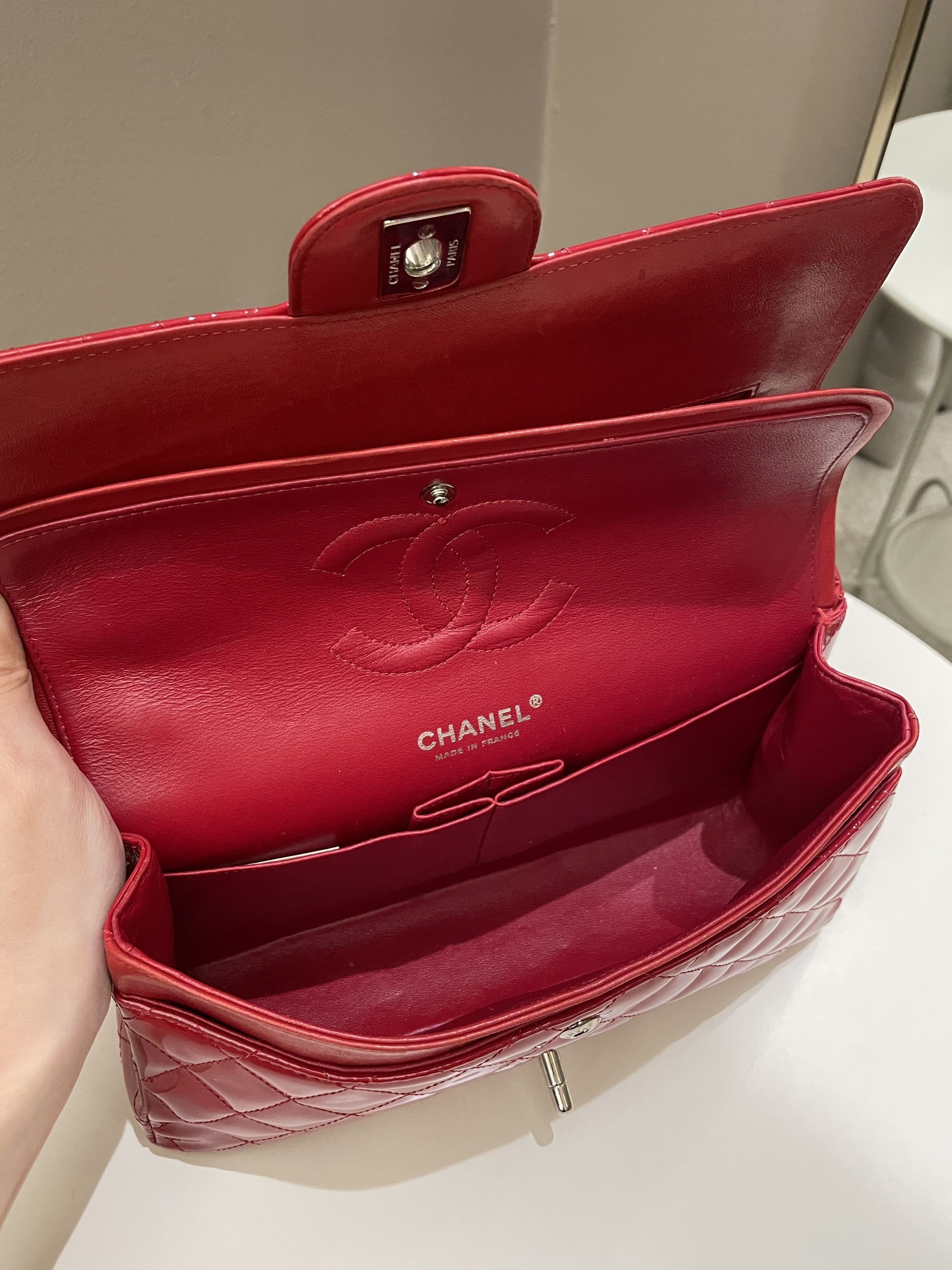 Chanel Classic Quilted Medium Double Flap Red Patent