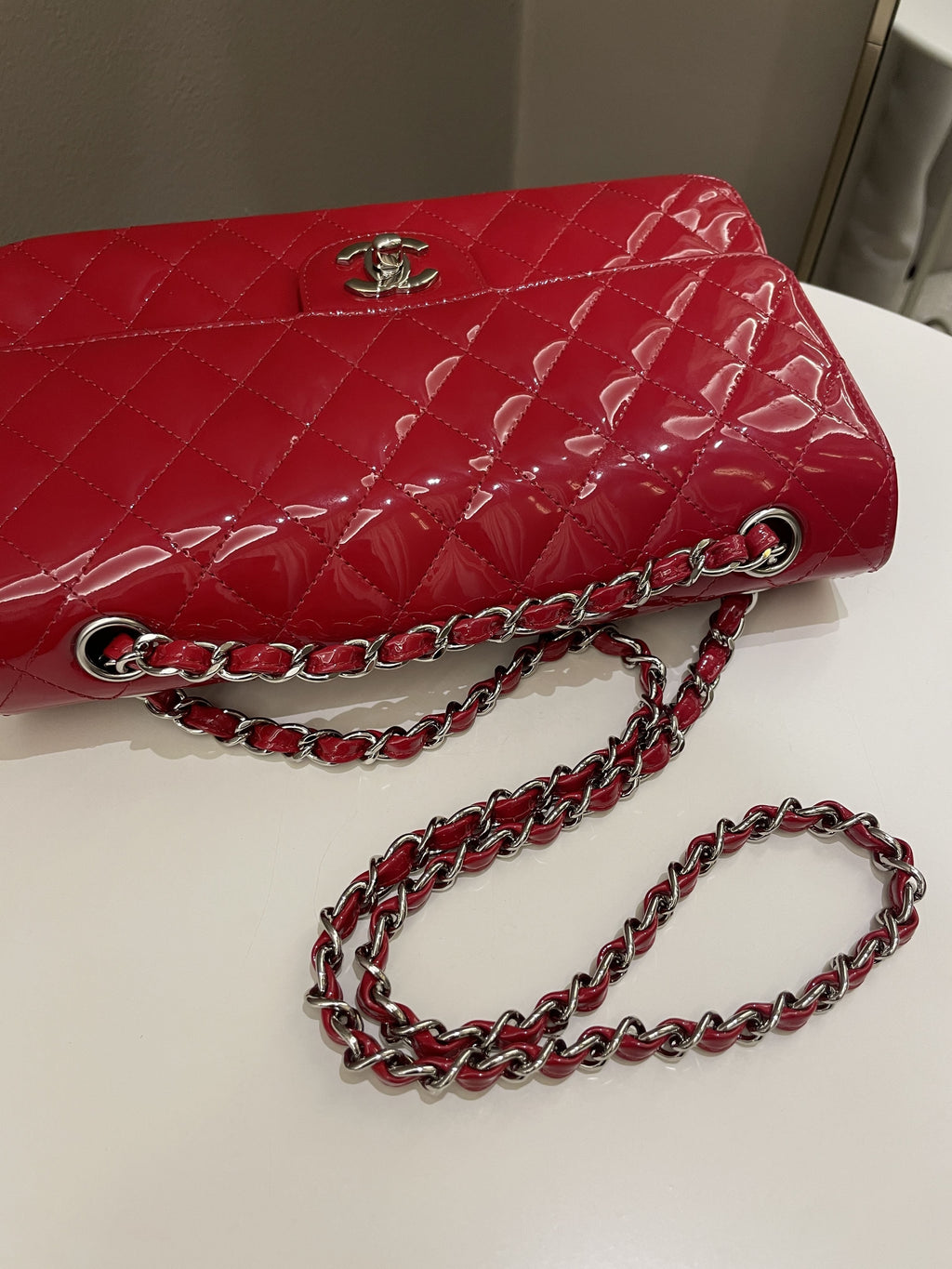 Chanel Classic Quilted Medium Double Flap Red Patent