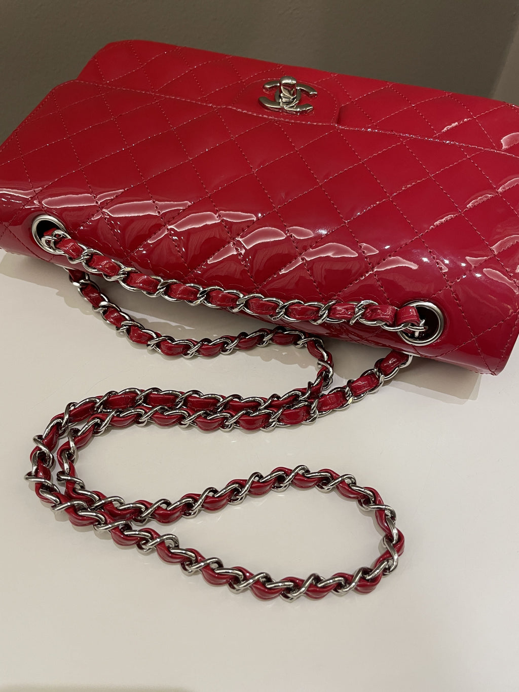 Chanel Classic Quilted Medium Double Flap Red Patent