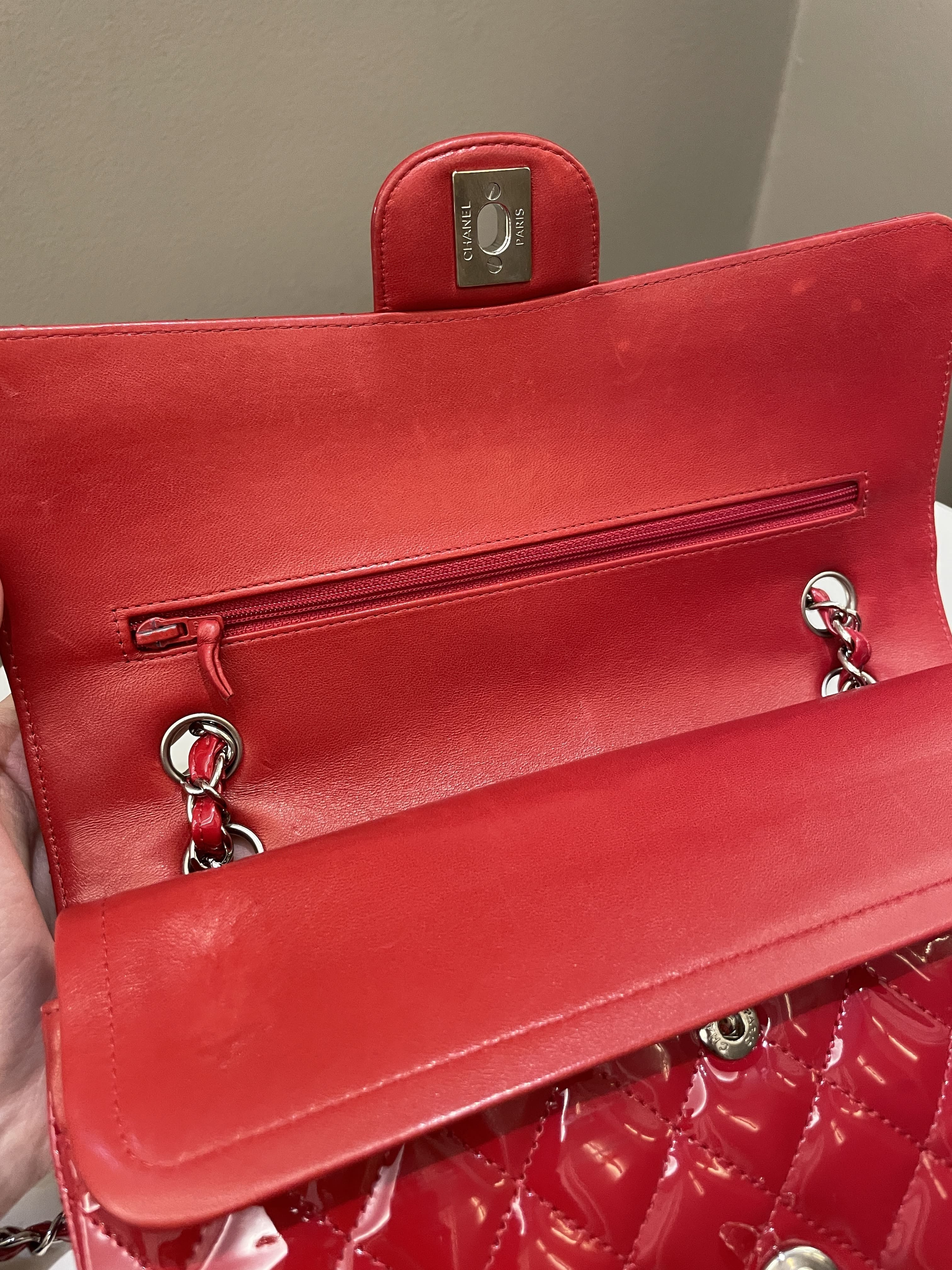 Chanel Classic Quilted Medium Double Flap Red Patent