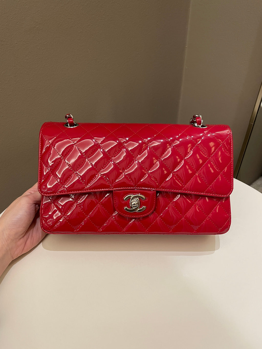 Chanel Classic Quilted Medium Double Flap Red Patent