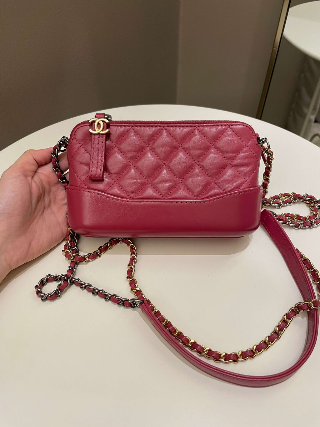 Chanel Gabrielle Clutch On Chain  Rose Fuchsia