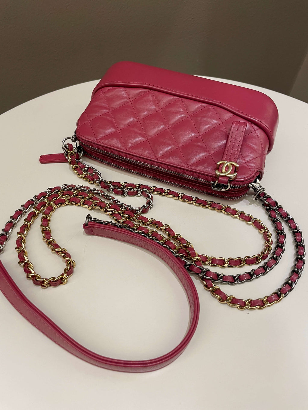 Chanel Gabrielle Clutch On Chain  Rose Fuchsia