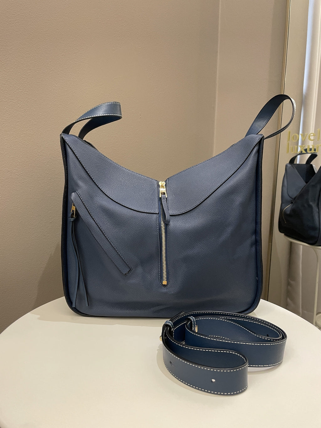 Loewe Hammock Bag Steel Blue Grainy Leather