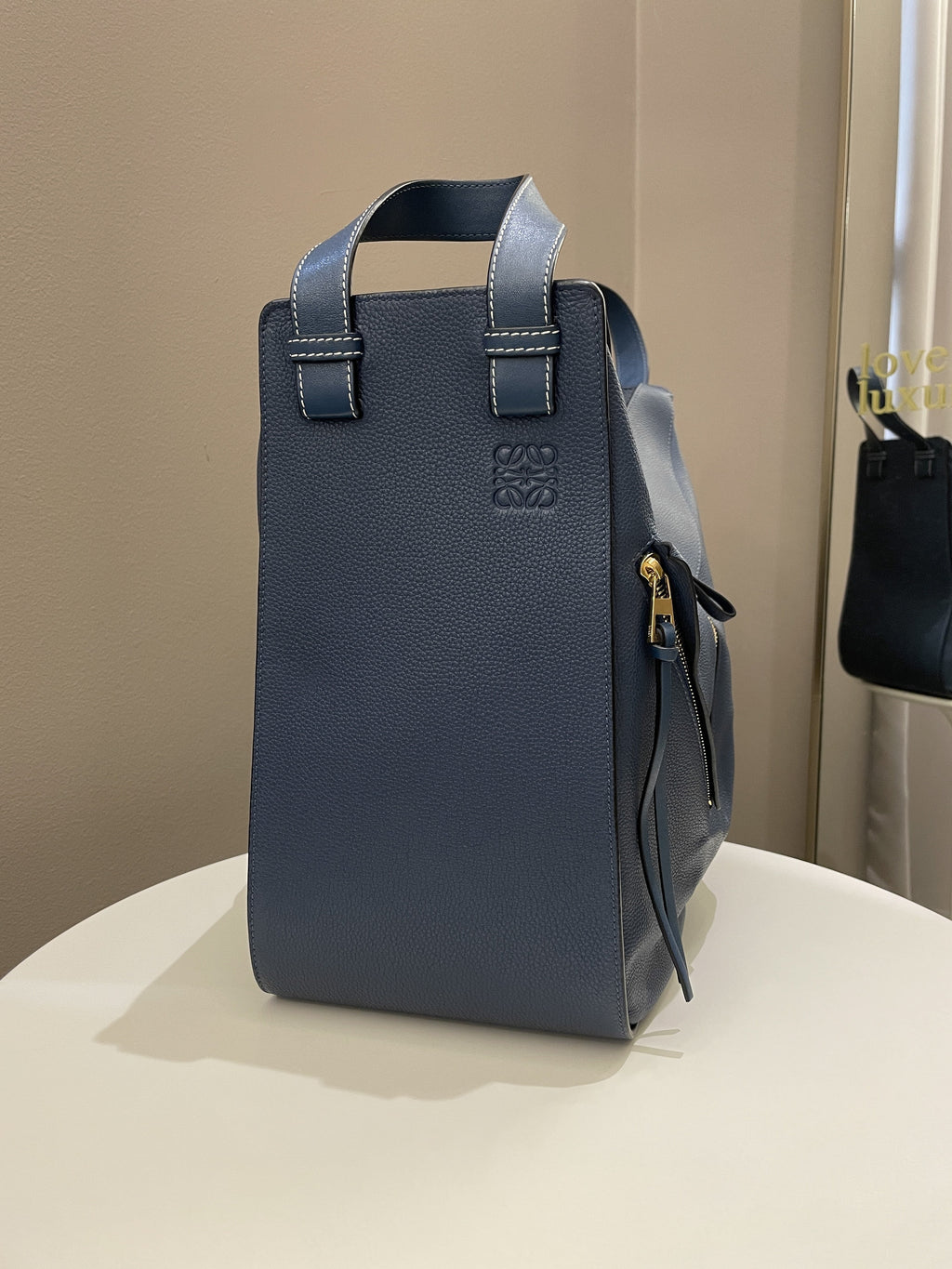 Loewe Hammock Bag Steel Blue Grainy Leather