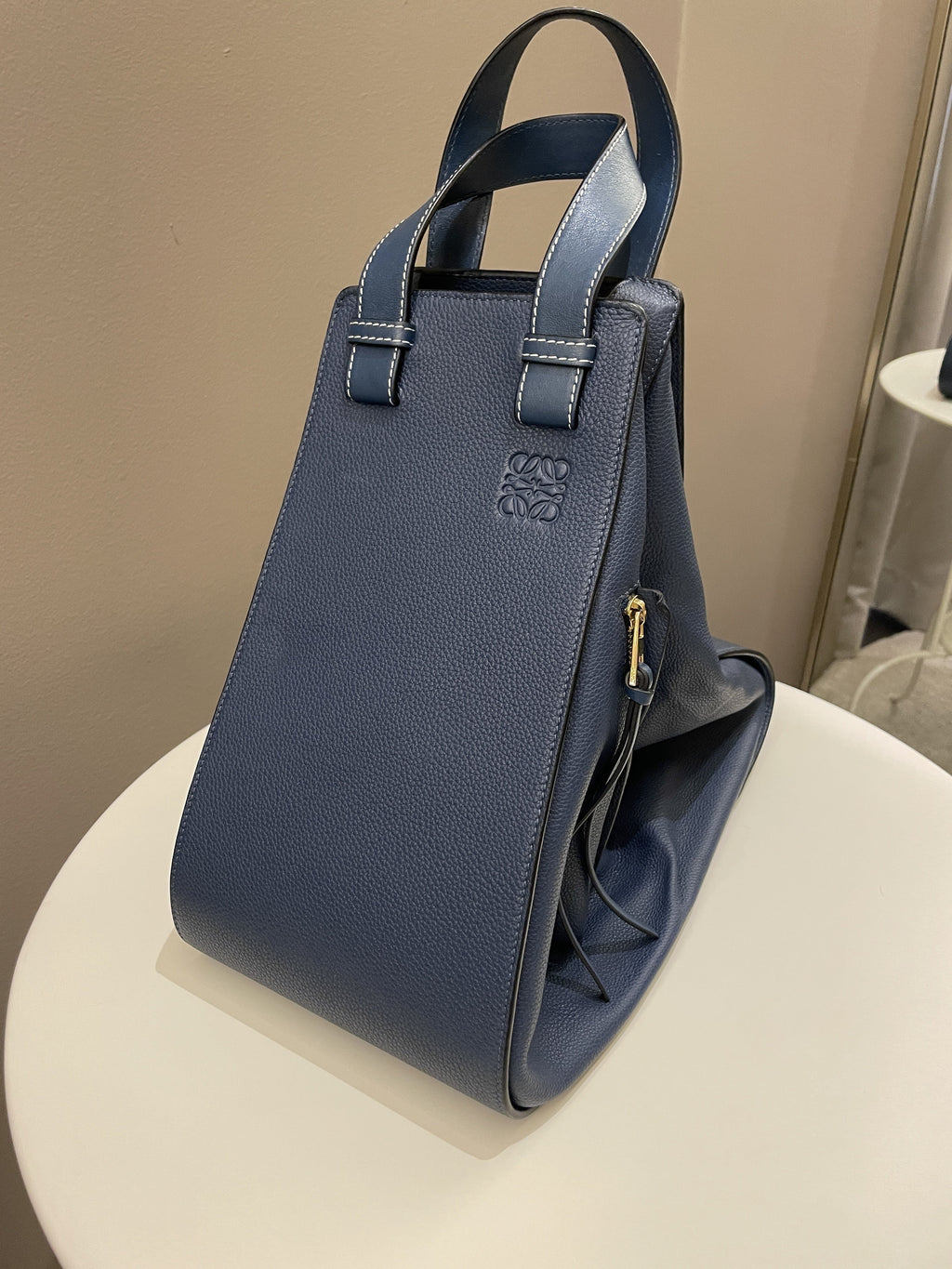 Loewe Hammock Bag Steel Blue Grainy Leather