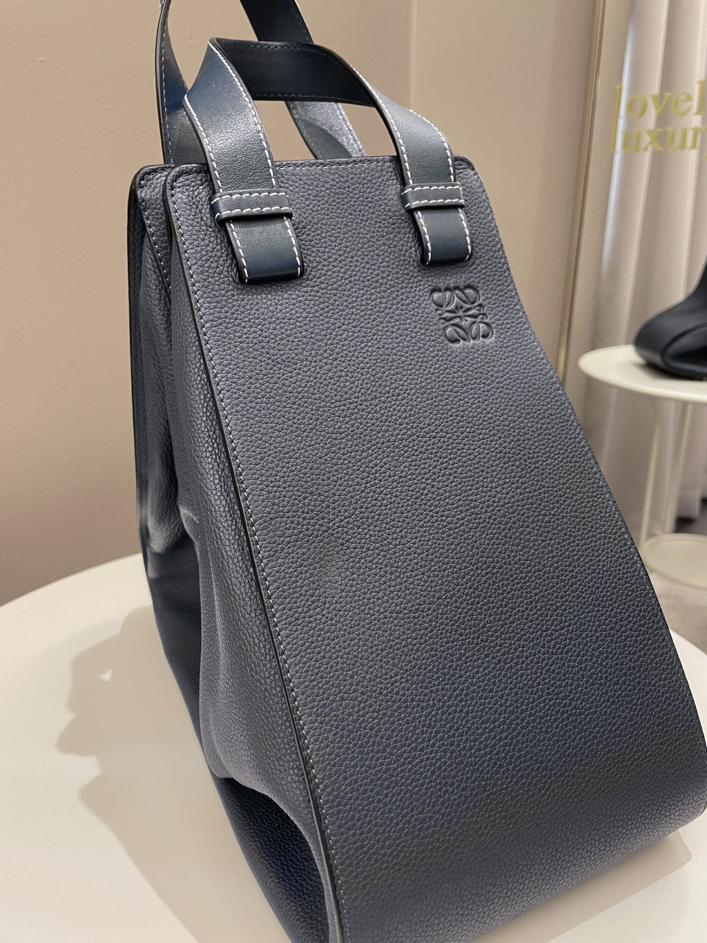 Loewe Hammock Bag Steel Blue Grainy Leather