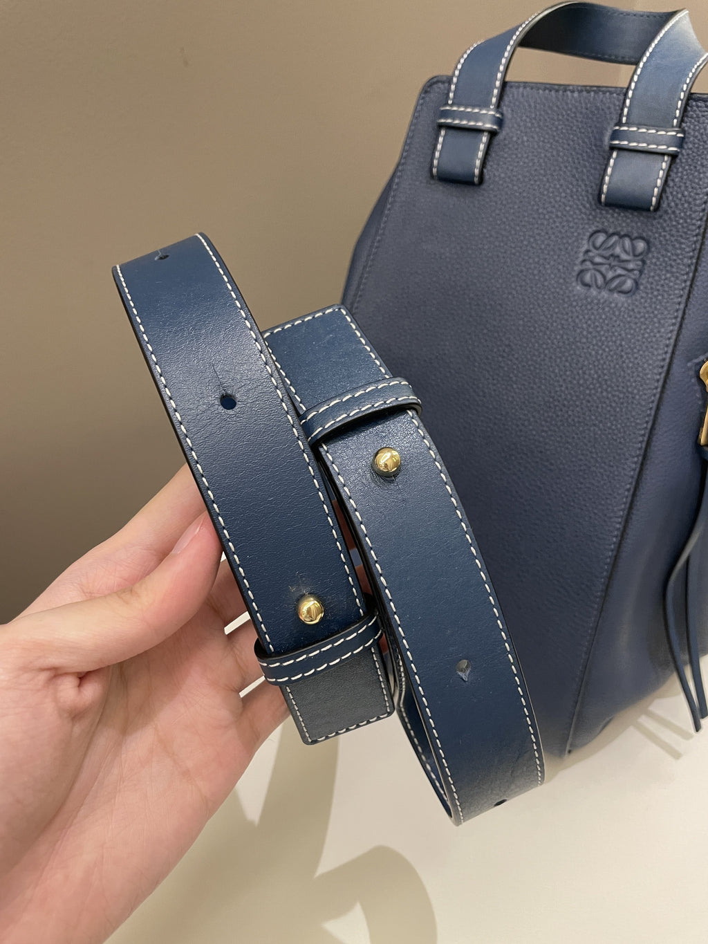 Loewe Hammock Bag Steel Blue Grainy Leather