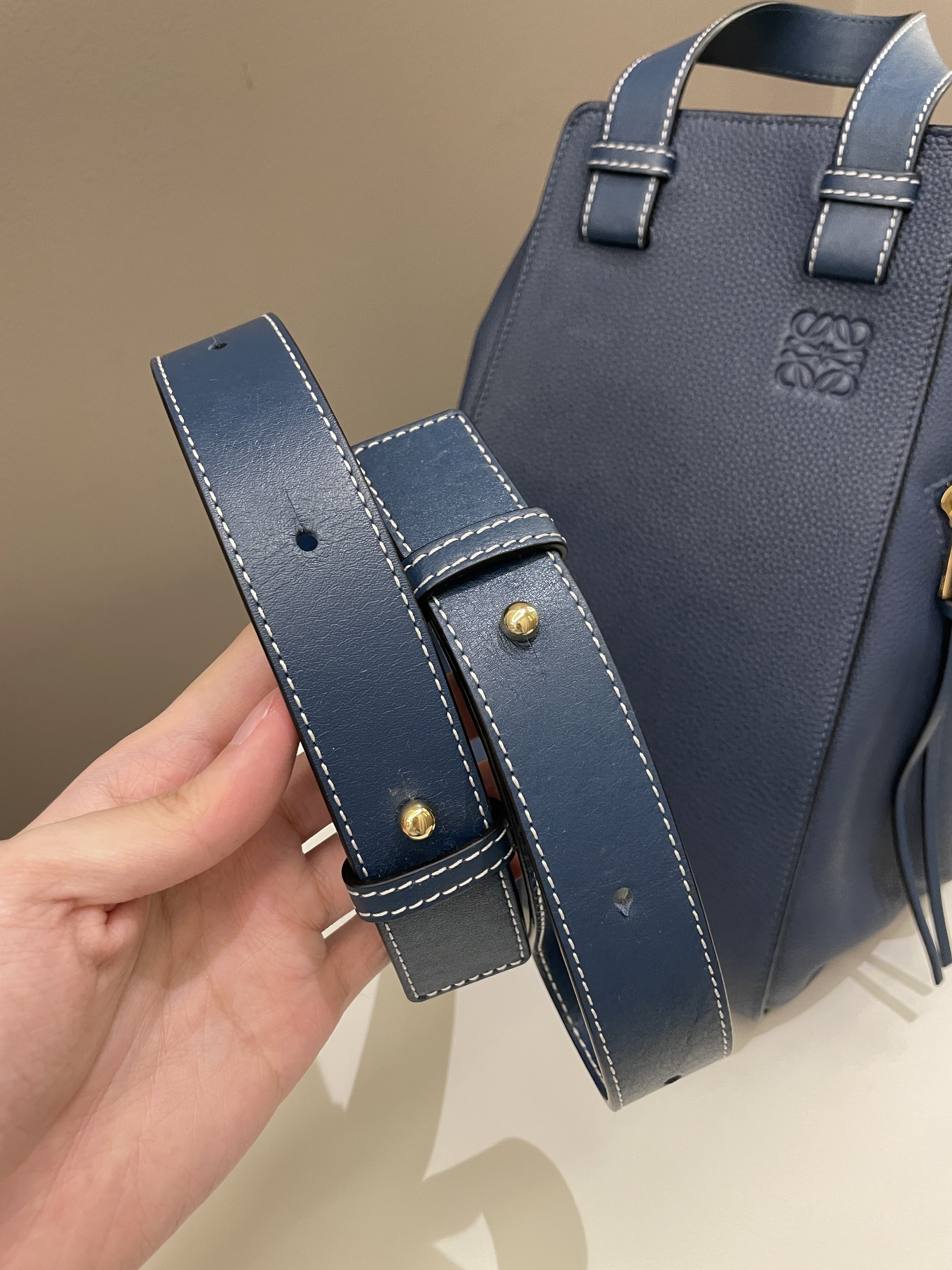 Loewe Hammock Bag Steel Blue Grainy Leather