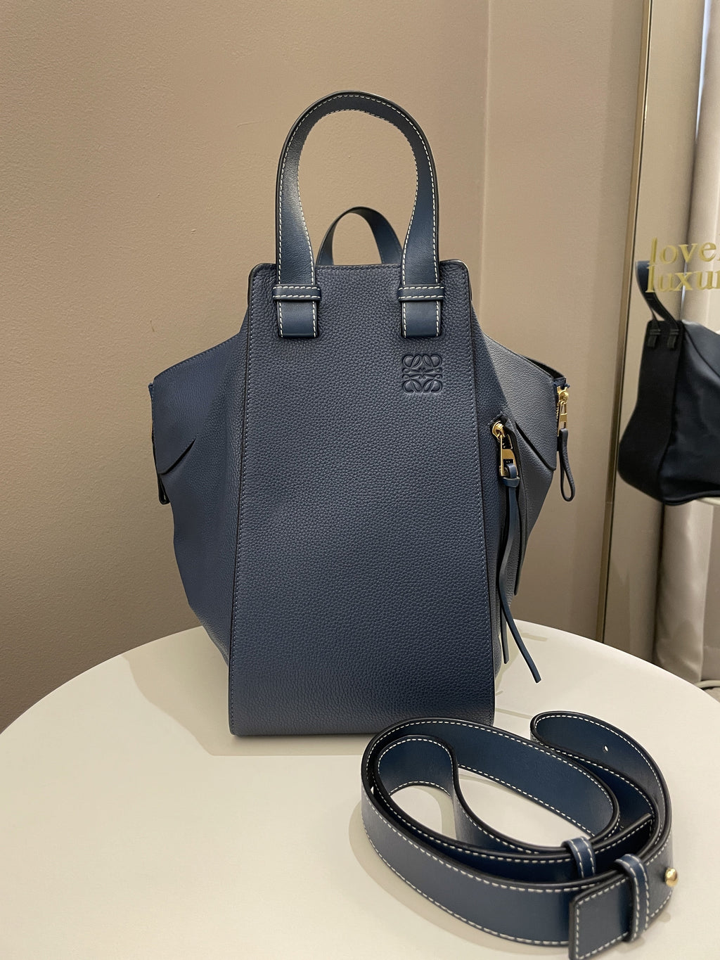 Loewe Hammock Bag Steel Blue Grainy Leather