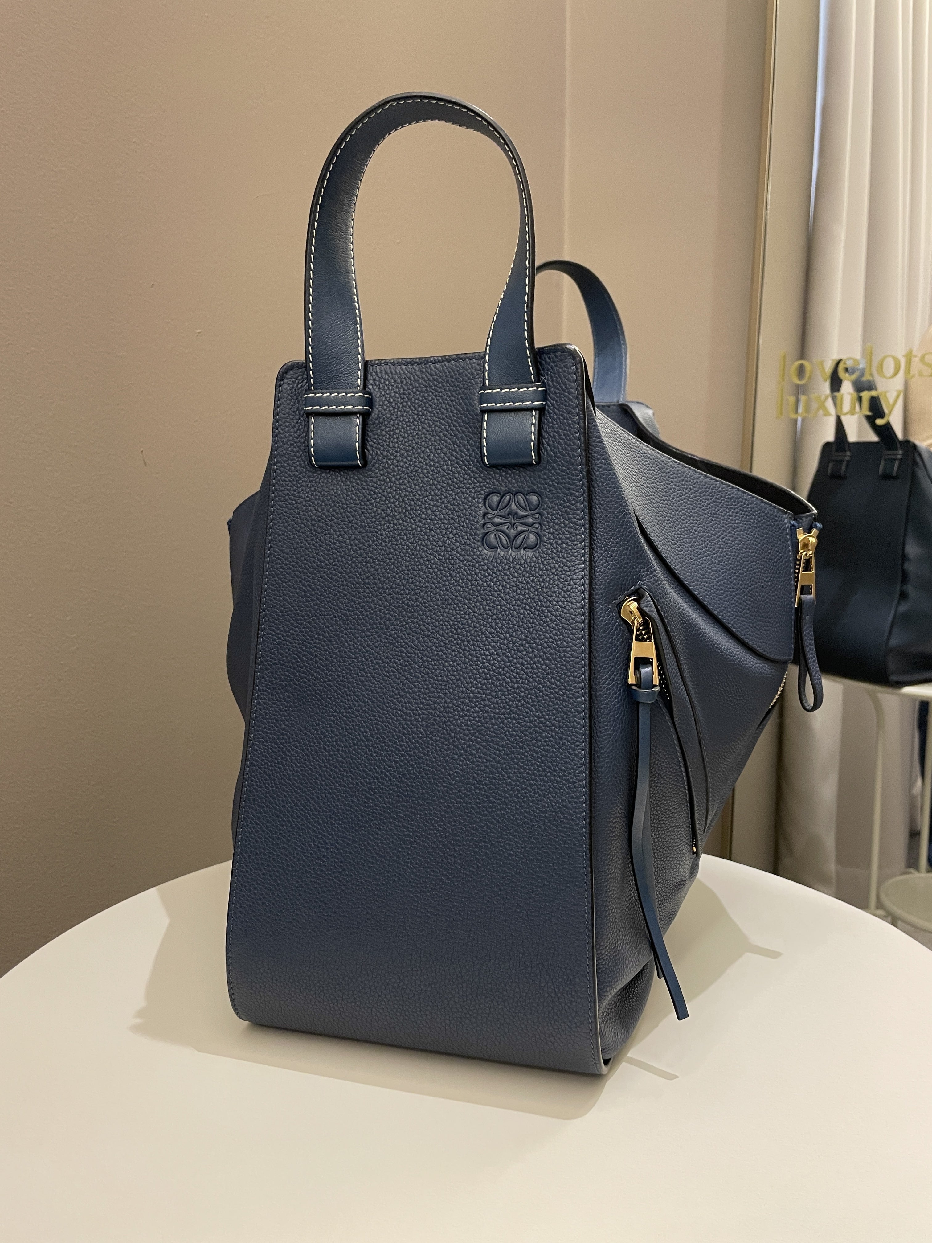 Loewe Hammock Bag Steel Blue Grainy Leather