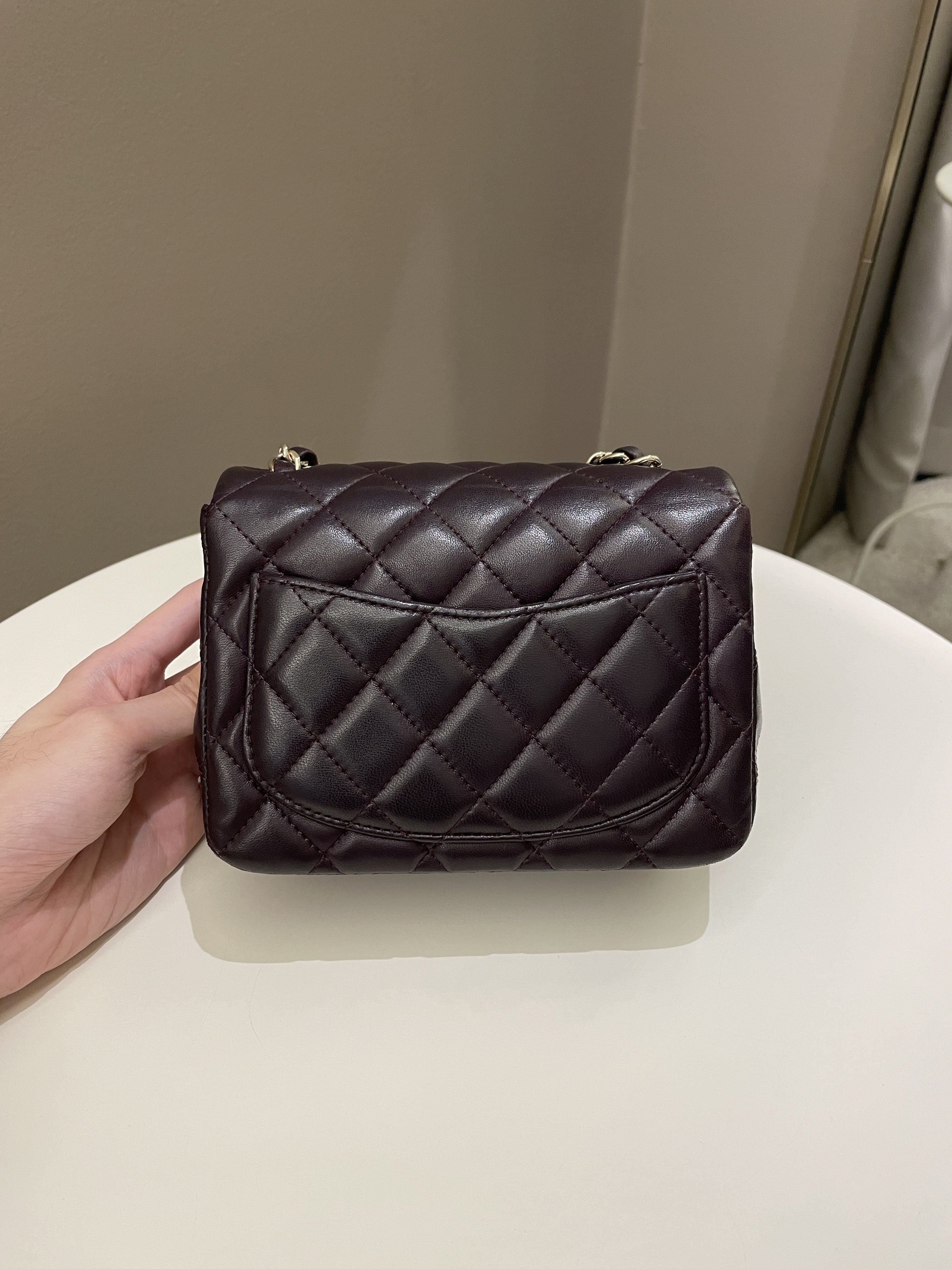 Chanel Classic Quilted Mini Square Dark Purple Lambskin