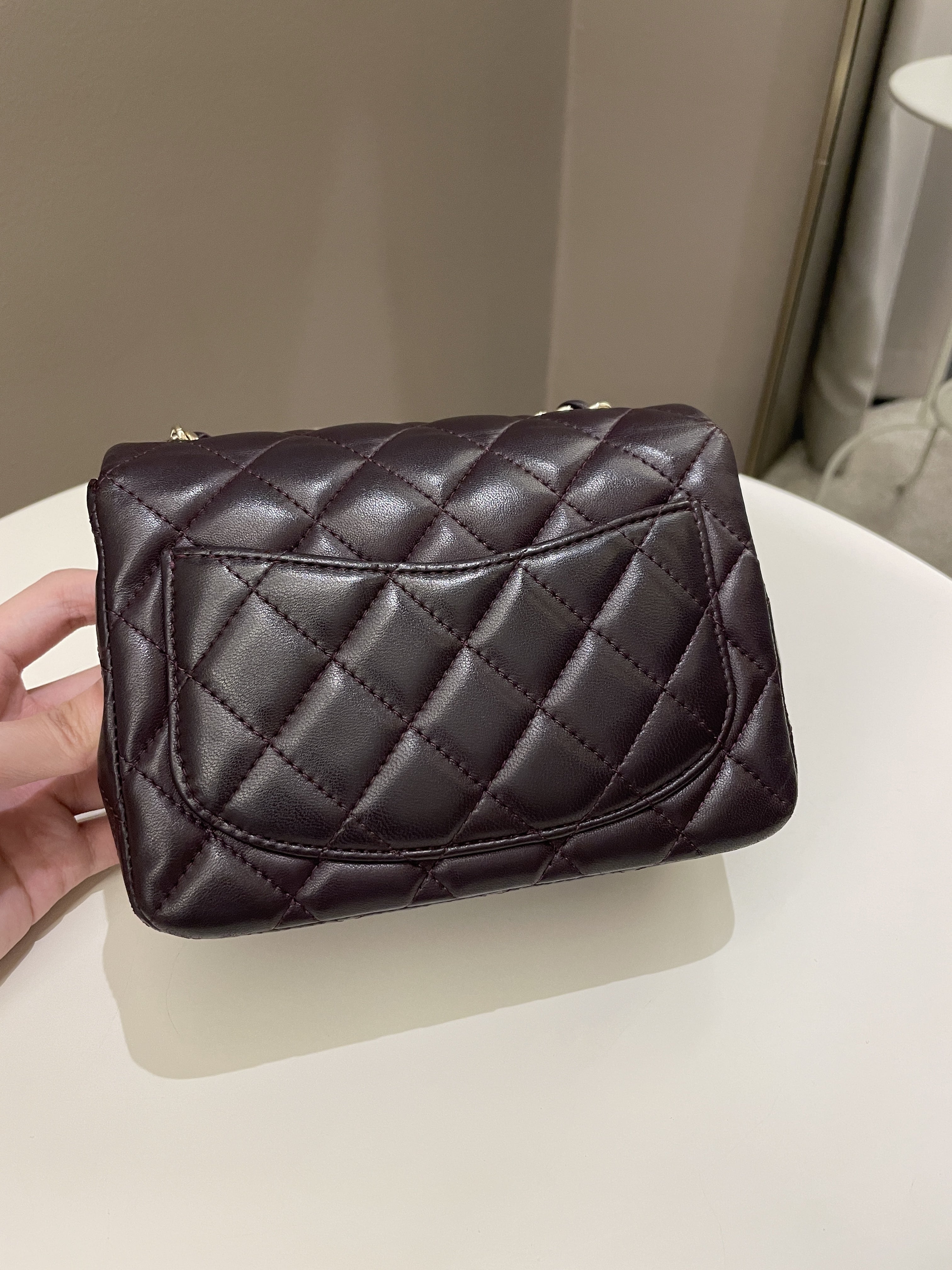 Chanel Classic Quilted Mini Square Dark Purple Lambskin
