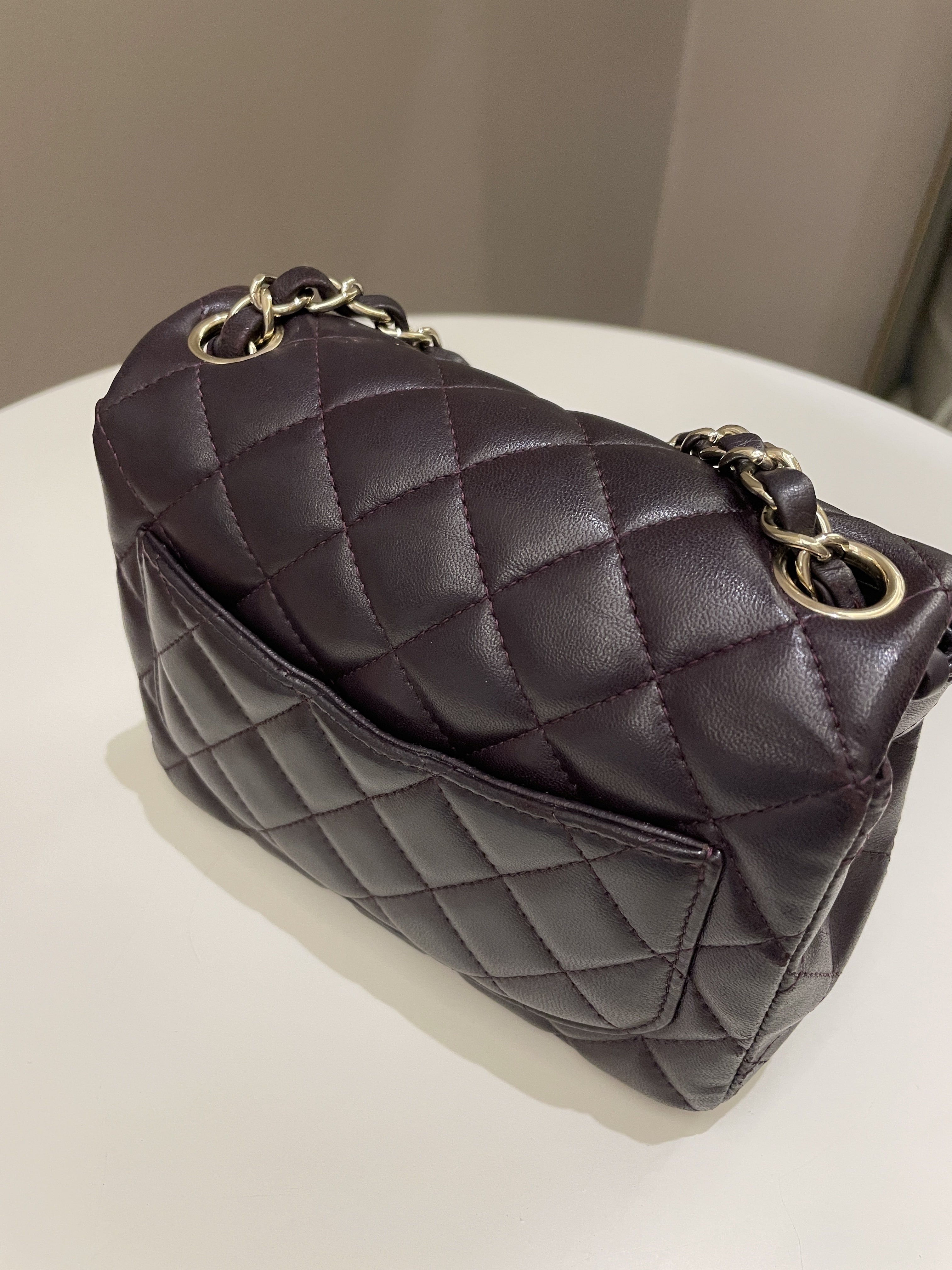 Chanel Classic Quilted Mini Square Dark Purple Lambskin