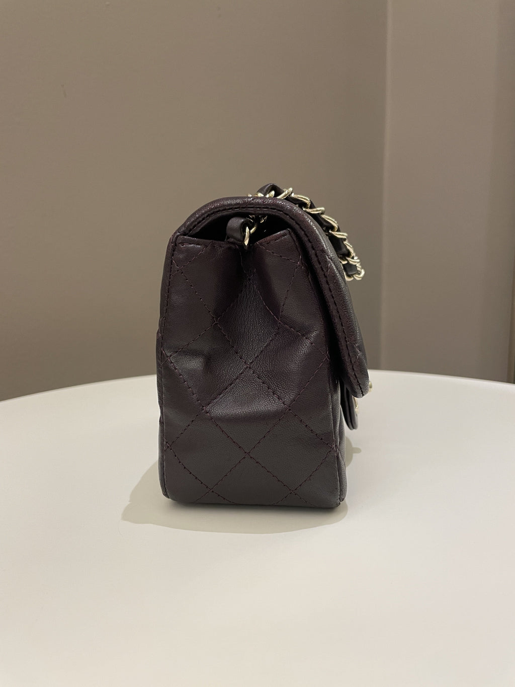 Chanel Classic Quilted Mini Square Dark Purple Lambskin