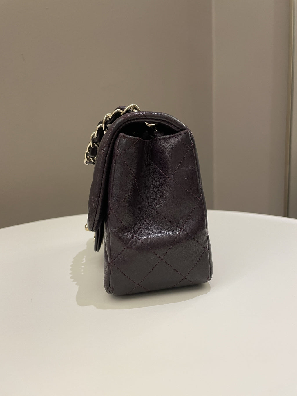 Chanel Classic Quilted Mini Square Dark Purple Lambskin