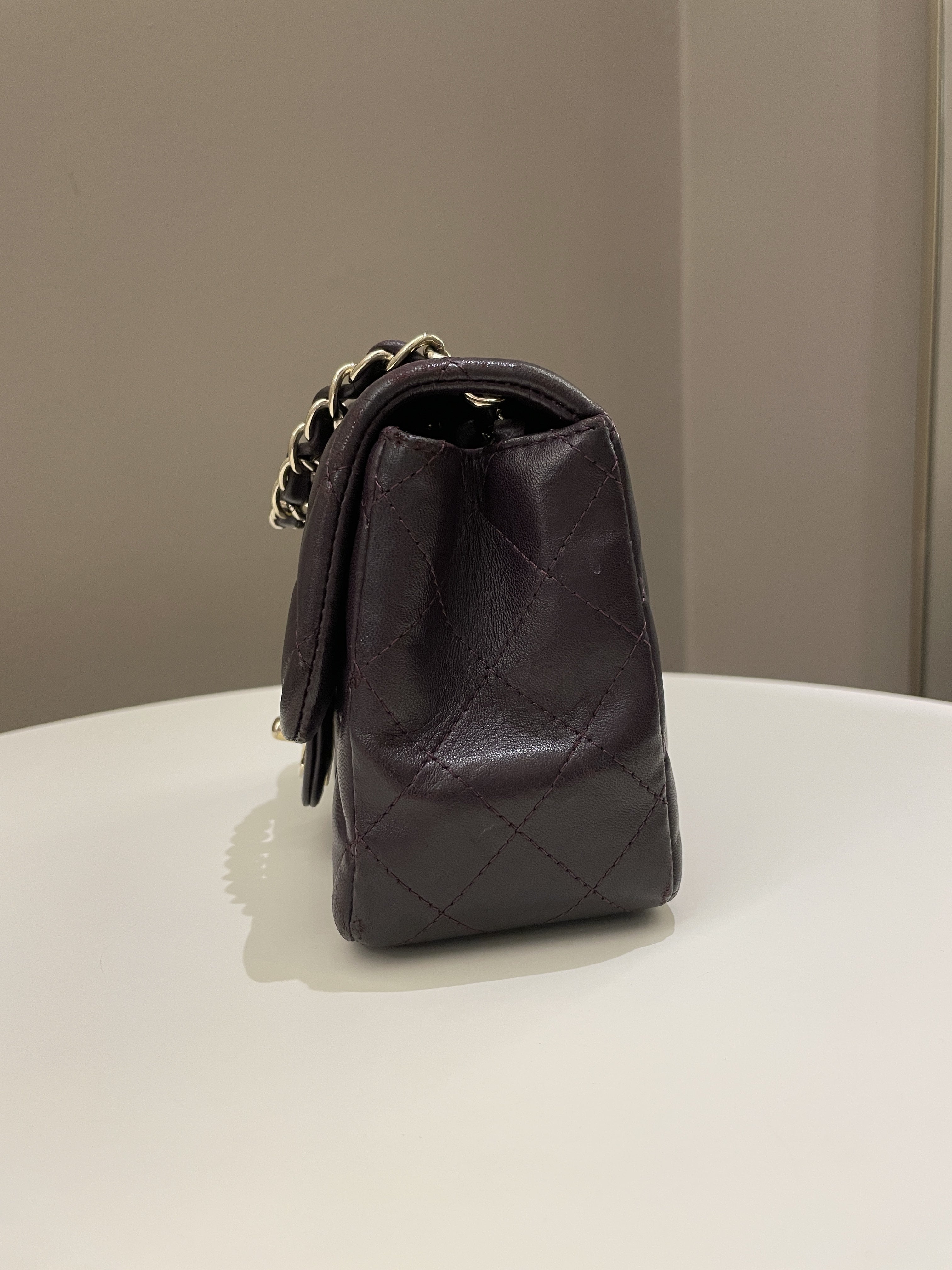Chanel Classic Quilted Mini Square Dark Purple Lambskin