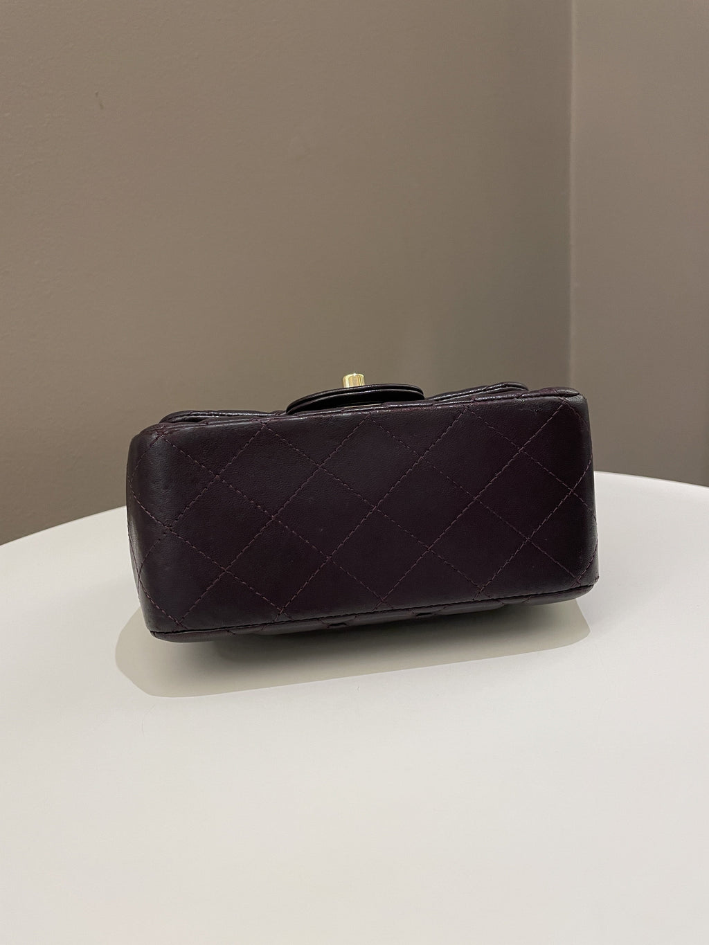 Chanel Classic Quilted Mini Square Dark Purple Lambskin