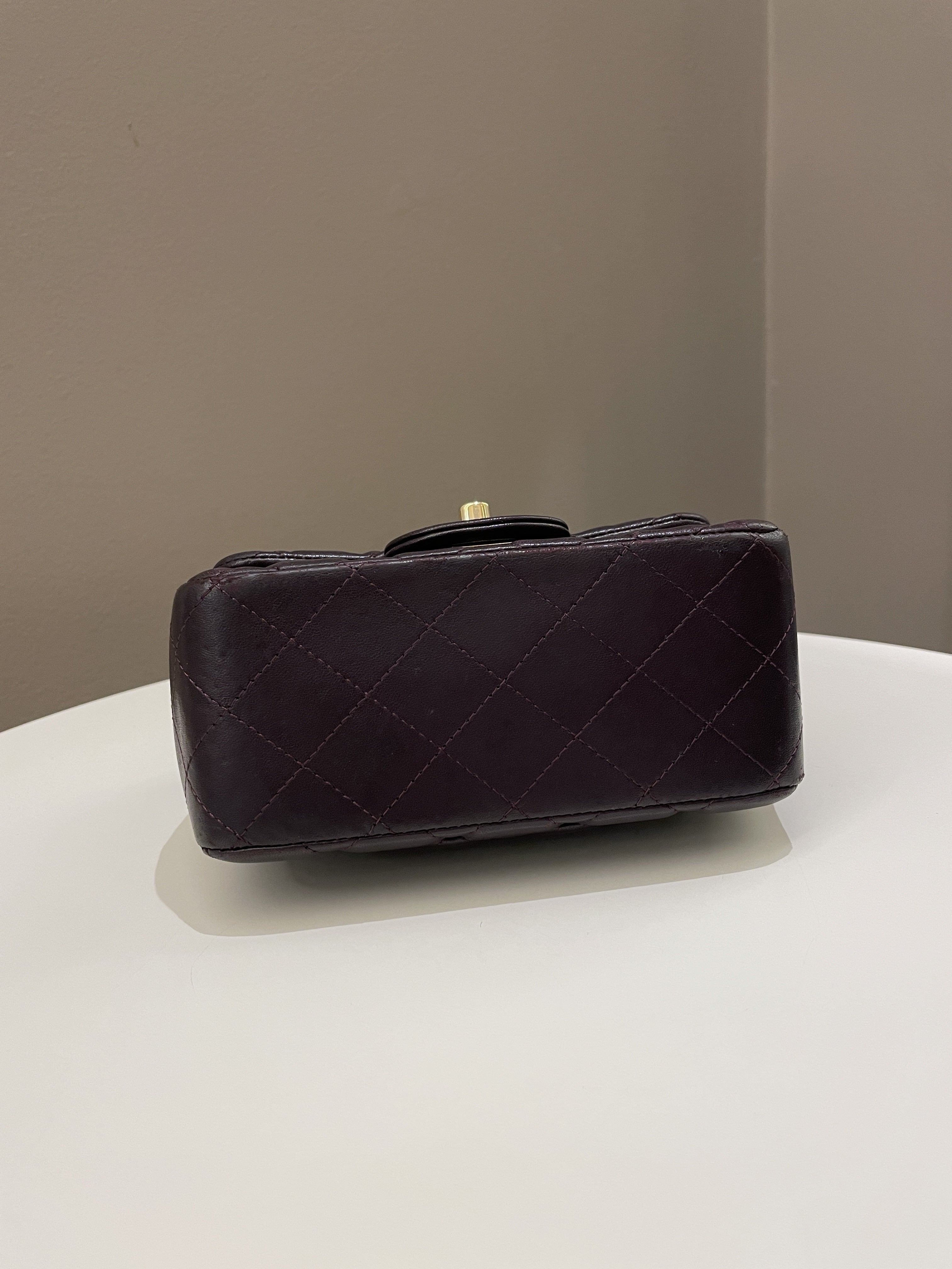 Chanel Classic Quilted Mini Square Dark Purple Lambskin