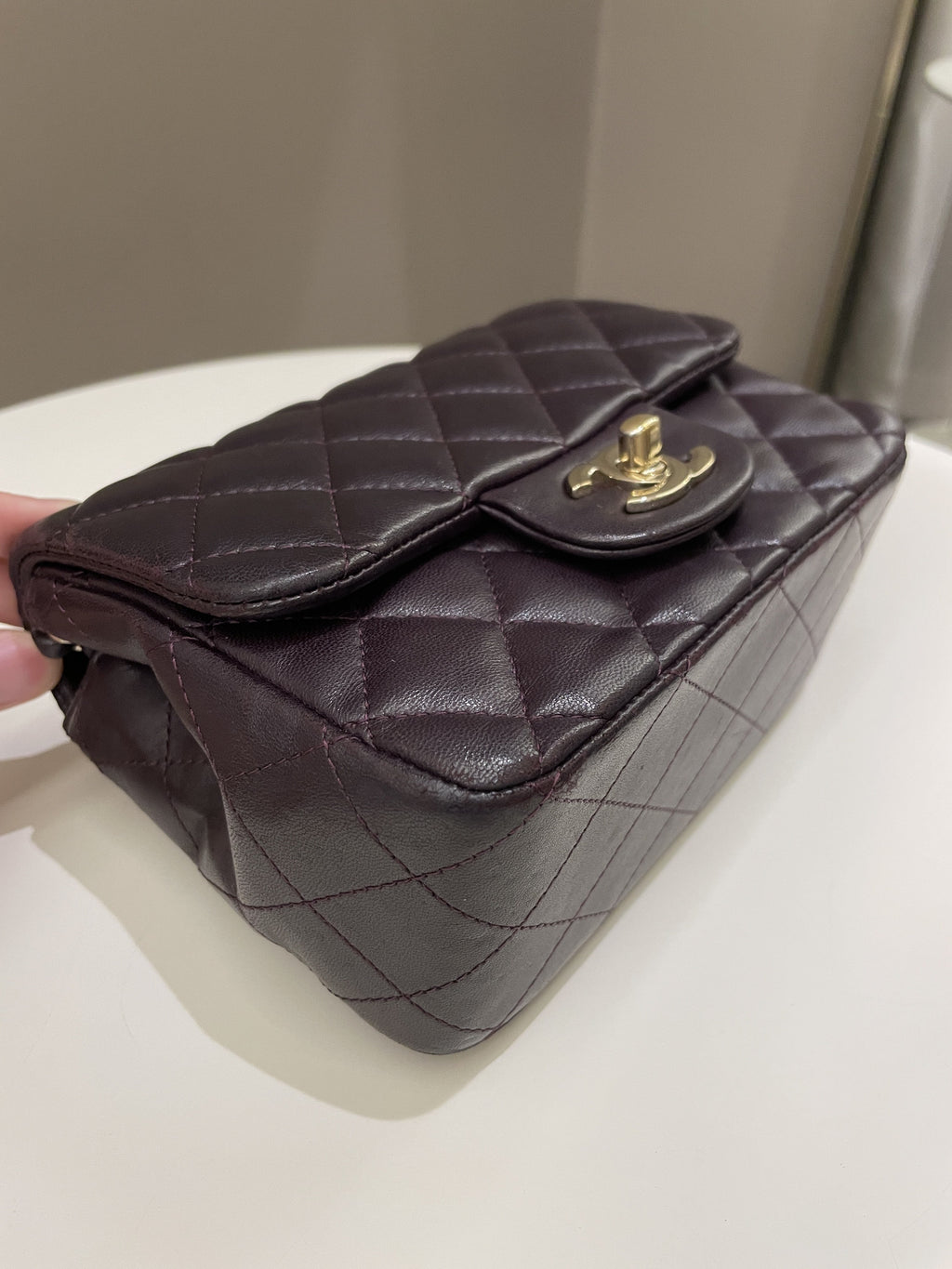 Chanel Classic Quilted Mini Square Dark Purple Lambskin