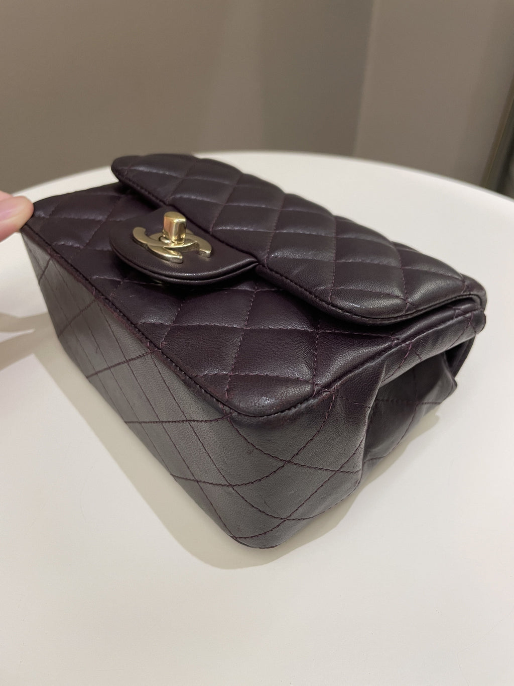 Chanel Classic Quilted Mini Square Dark Purple Lambskin