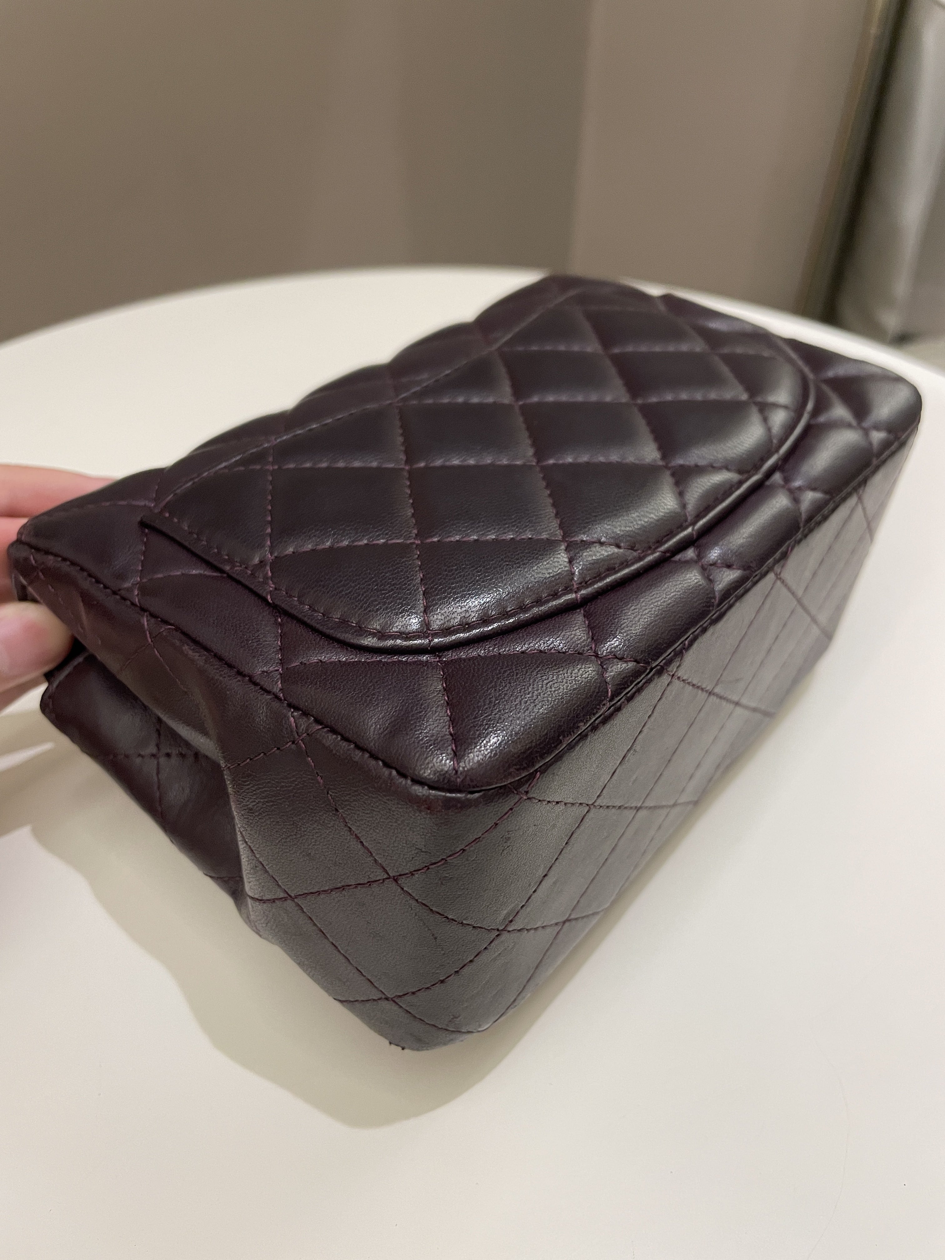 Chanel Classic Quilted Mini Square Dark Purple Lambskin