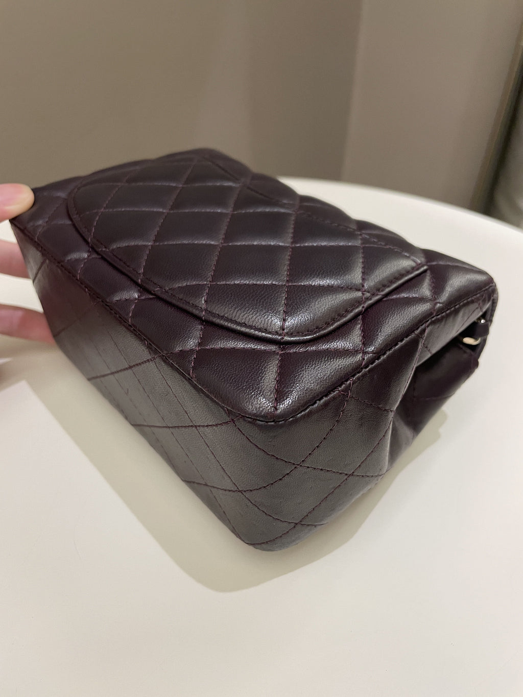 Chanel Classic Quilted Mini Square Dark Purple Lambskin