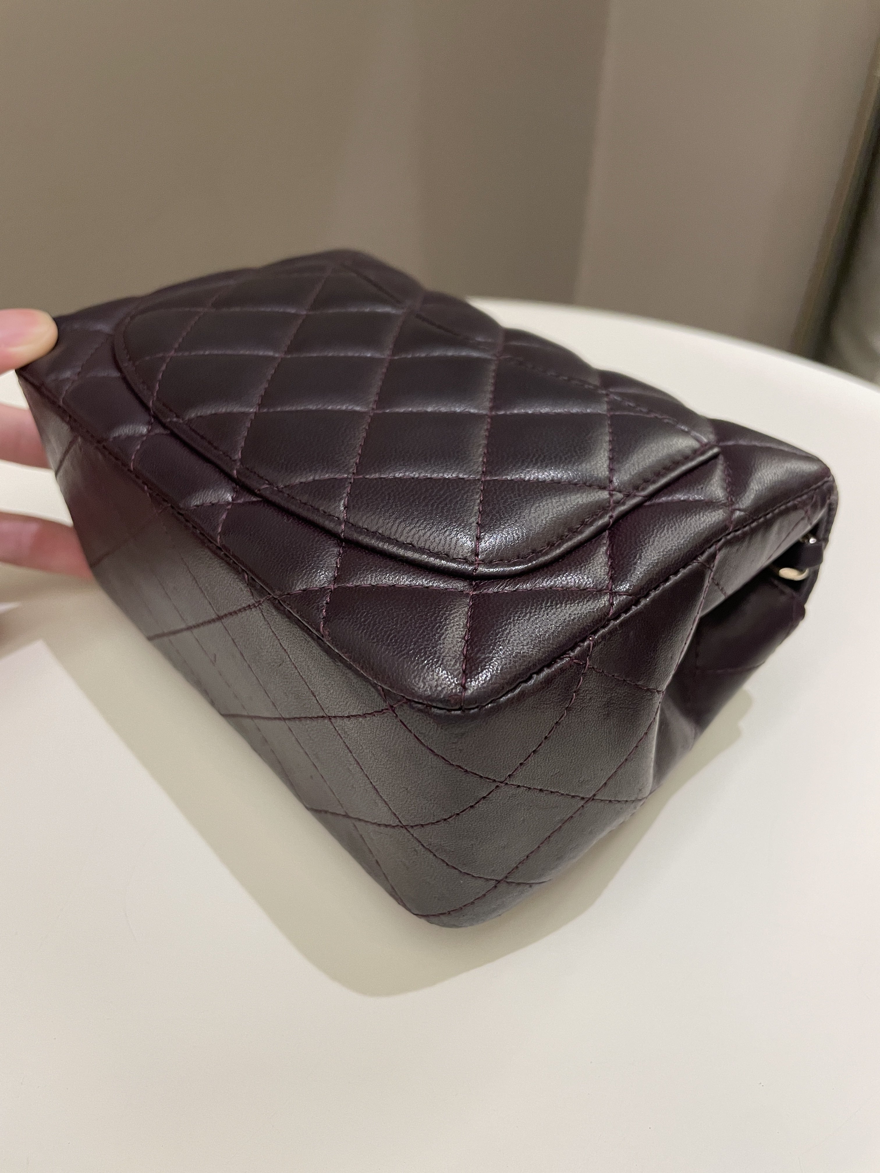 Chanel Classic Quilted Mini Square Dark Purple Lambskin