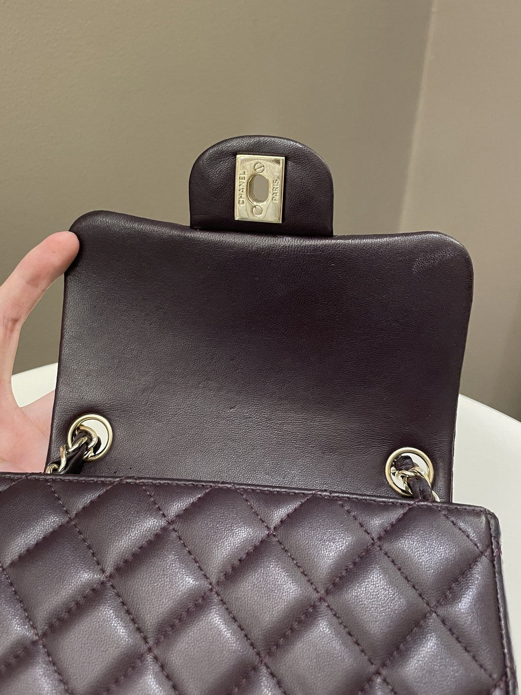 Chanel Classic Quilted Mini Square Dark Purple Lambskin