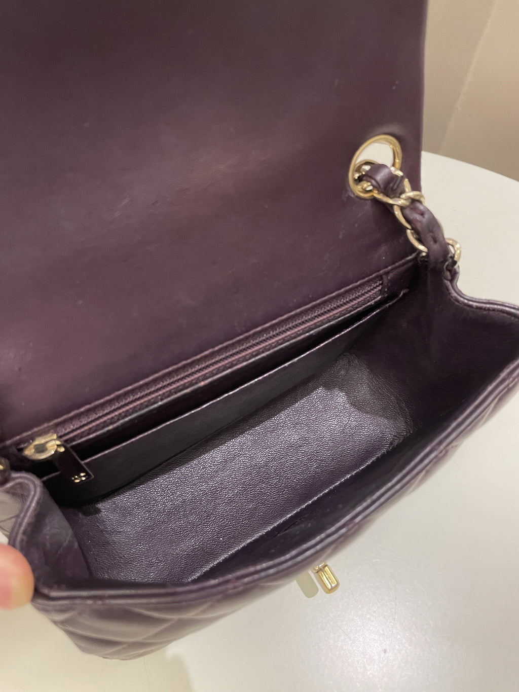 Chanel Classic Quilted Mini Square Dark Purple Lambskin