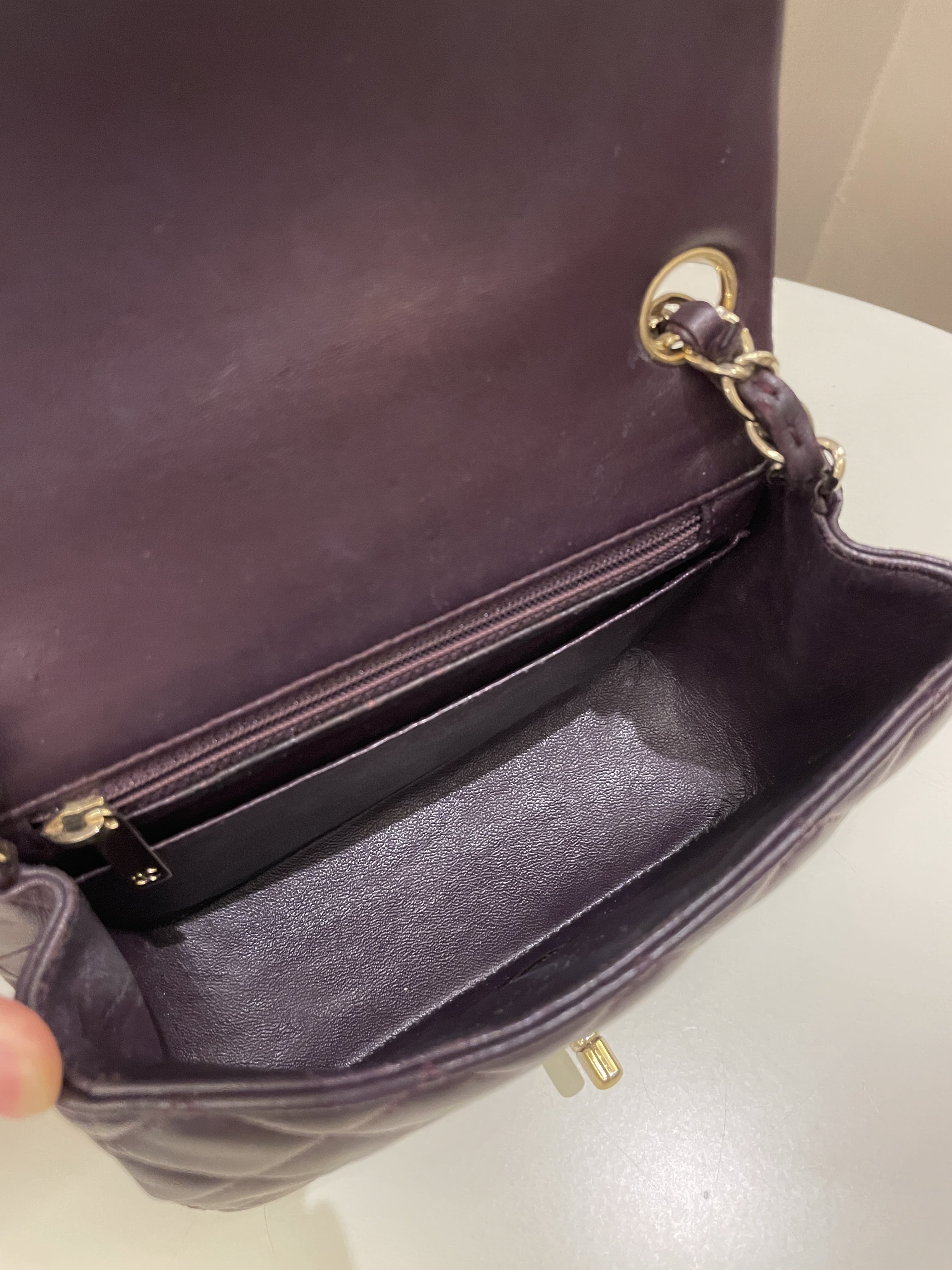 Chanel Classic Quilted Mini Square Dark Purple Lambskin