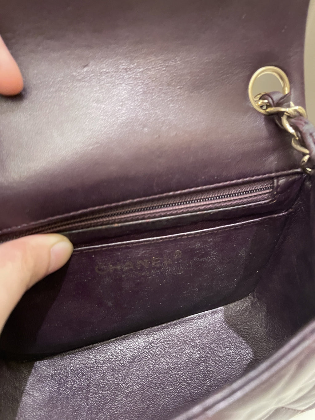 Chanel Classic Quilted Mini Square Dark Purple Lambskin