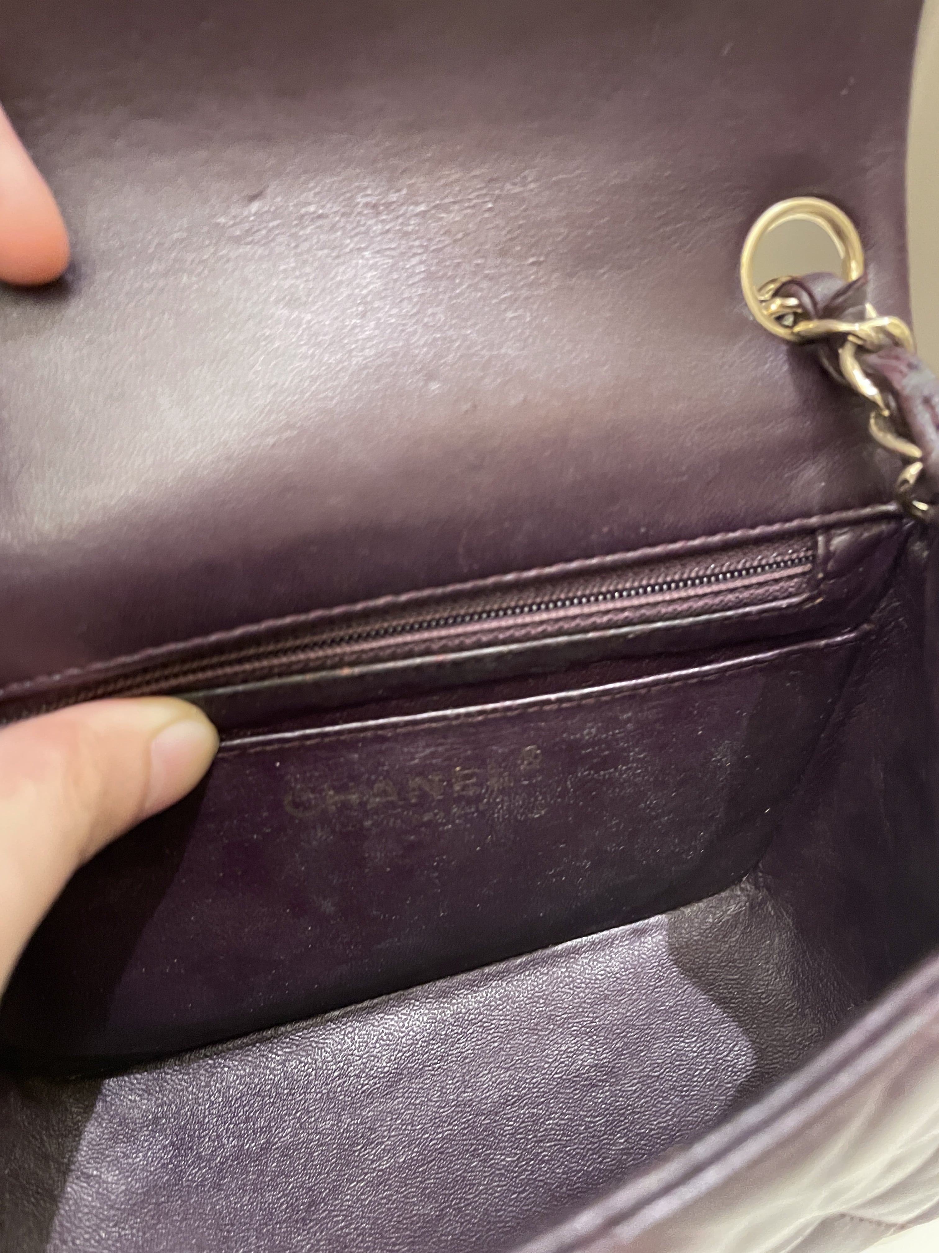 Chanel Classic Quilted Mini Square Dark Purple Lambskin