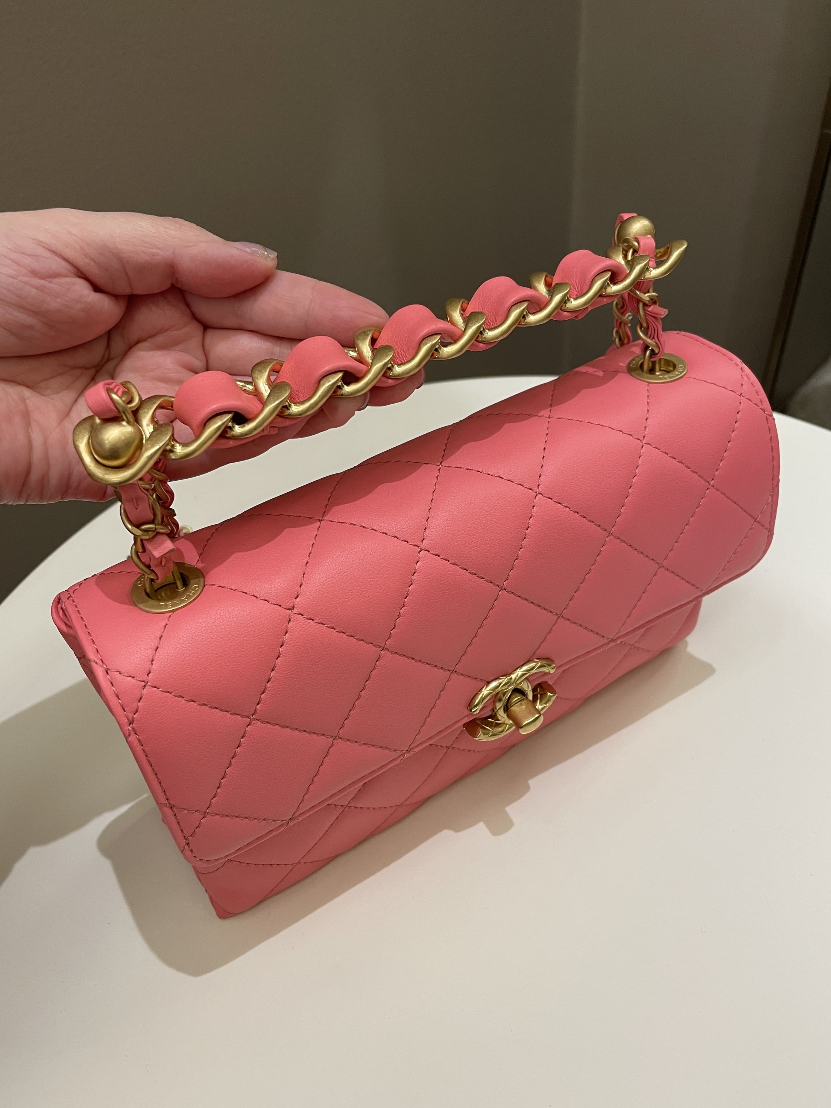 Chanel 22S Wrapped Top Handle Pink Lambskin