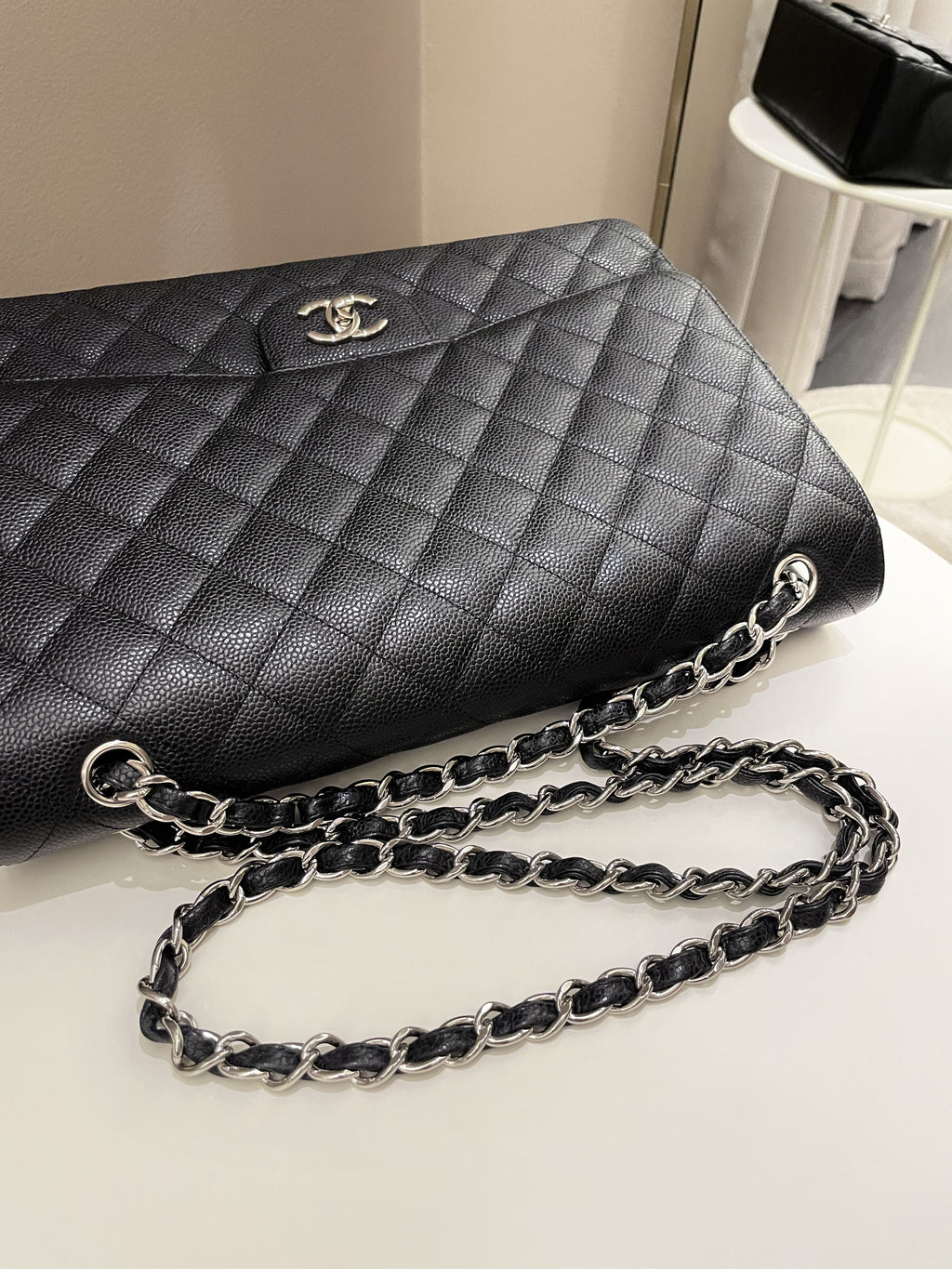 Chanel Classic Quilted Maxi Single Flap Black Caviar
