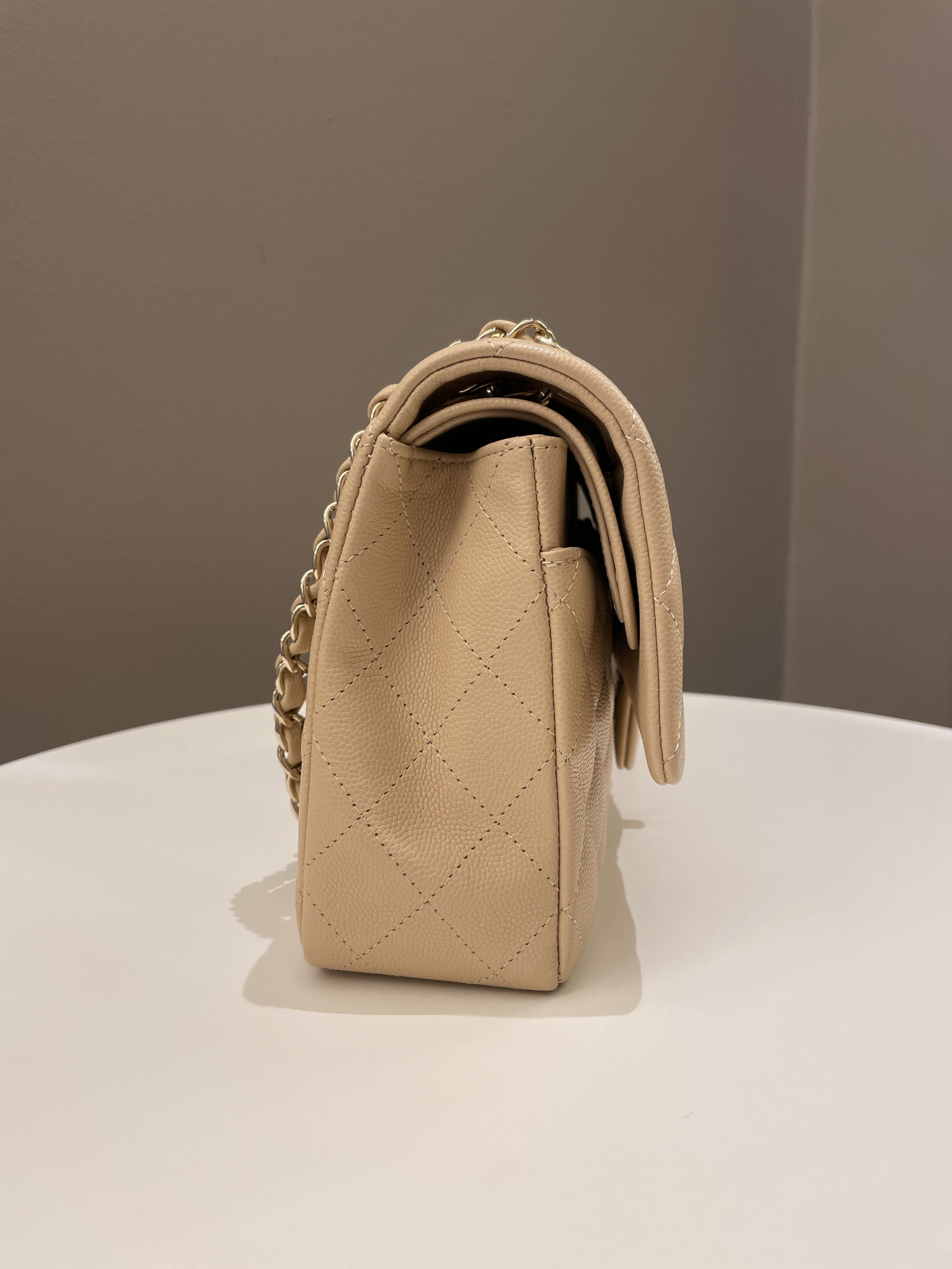 Chanel Classic Quilted Medium Double Flap Beige Caviar