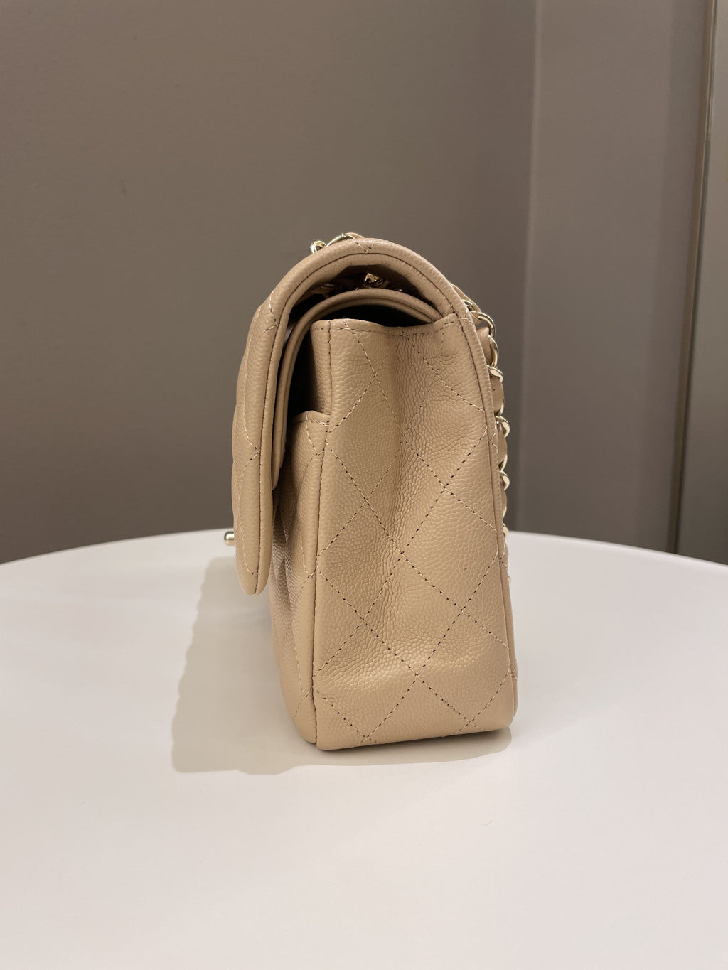 Chanel Classic Quilted Medium Double Flap Beige Caviar